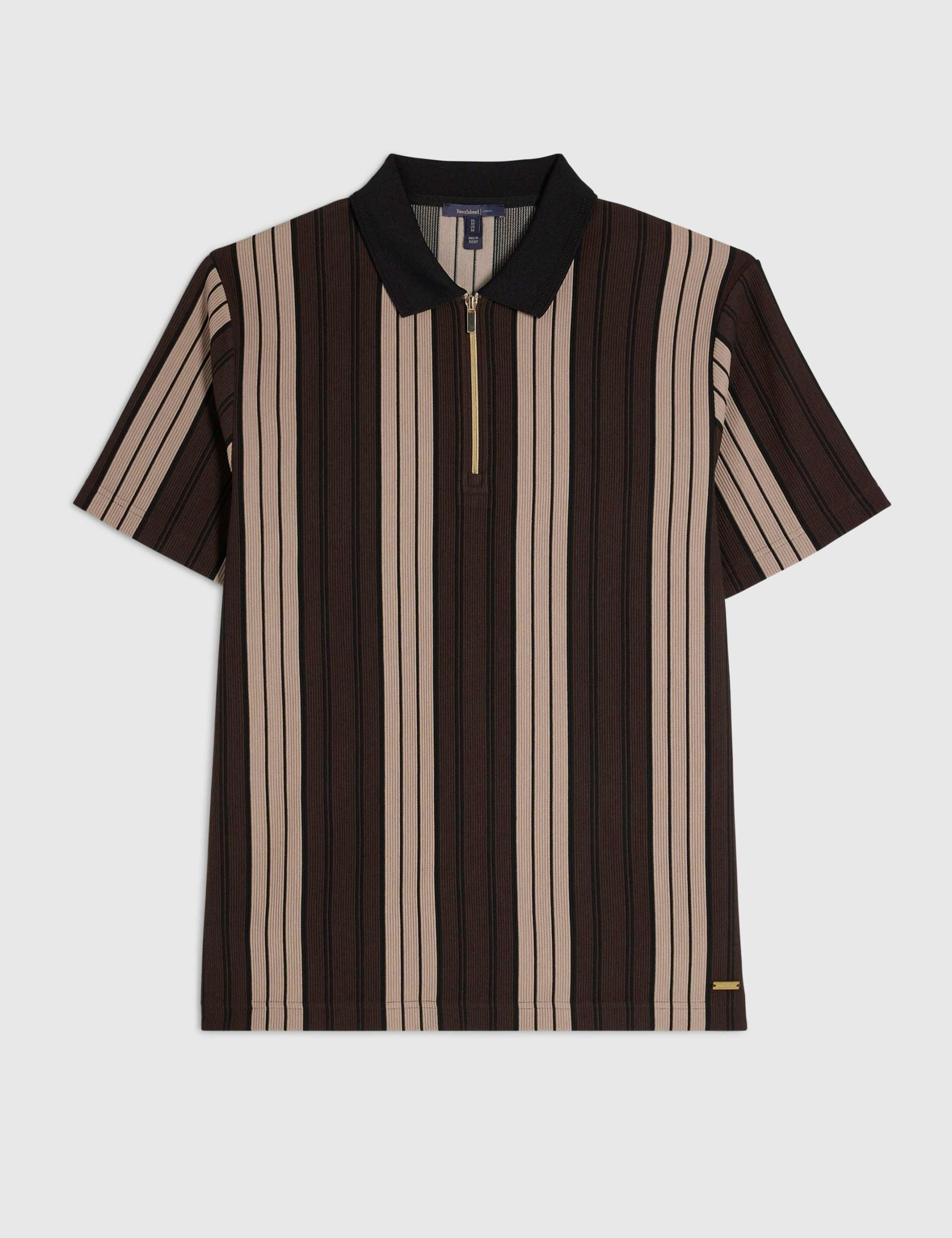 Striped Half Zip Knitted Polo Shirt 5 of 6
