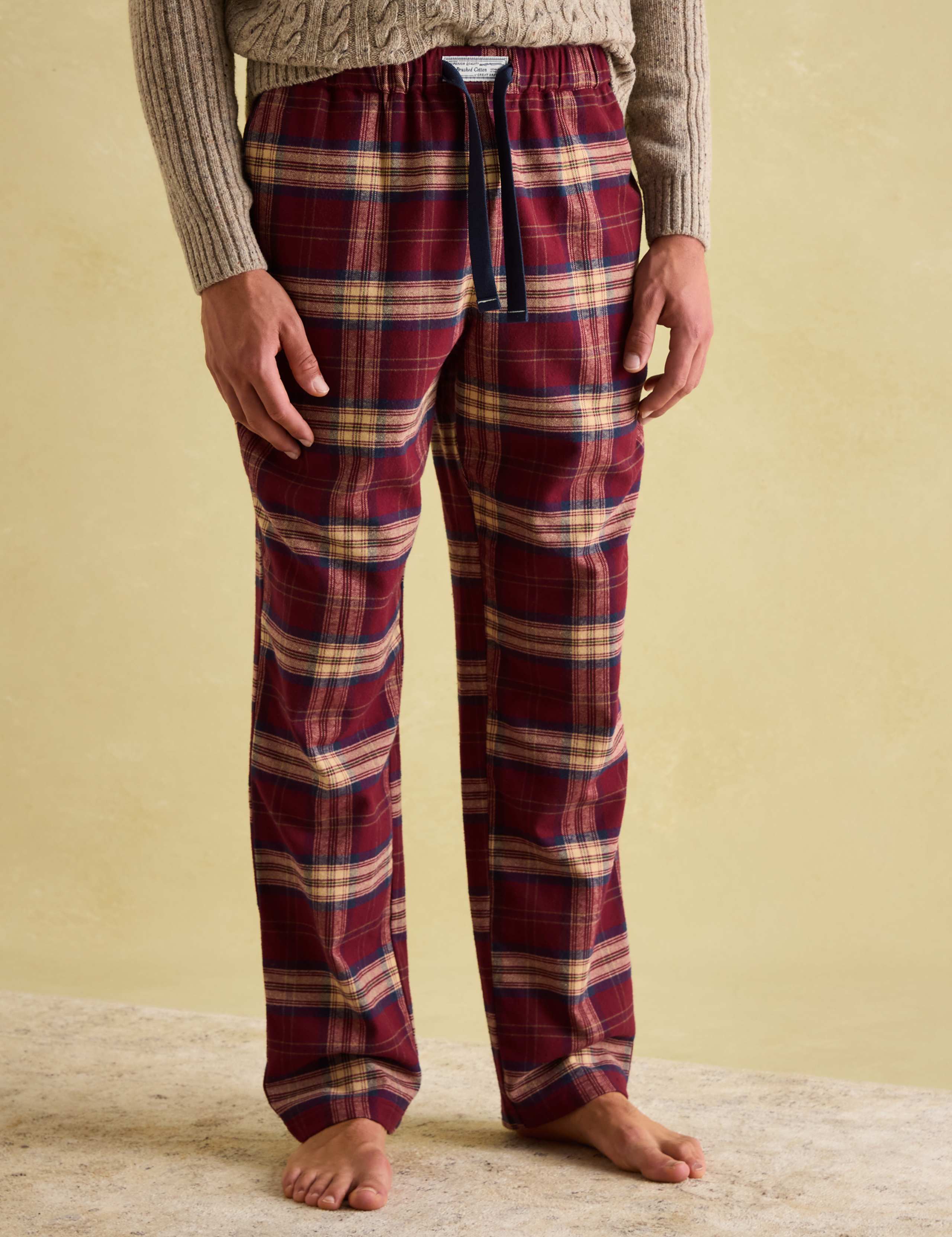 Pure Cotton Checked Pyjama Bottoms 1 of 7