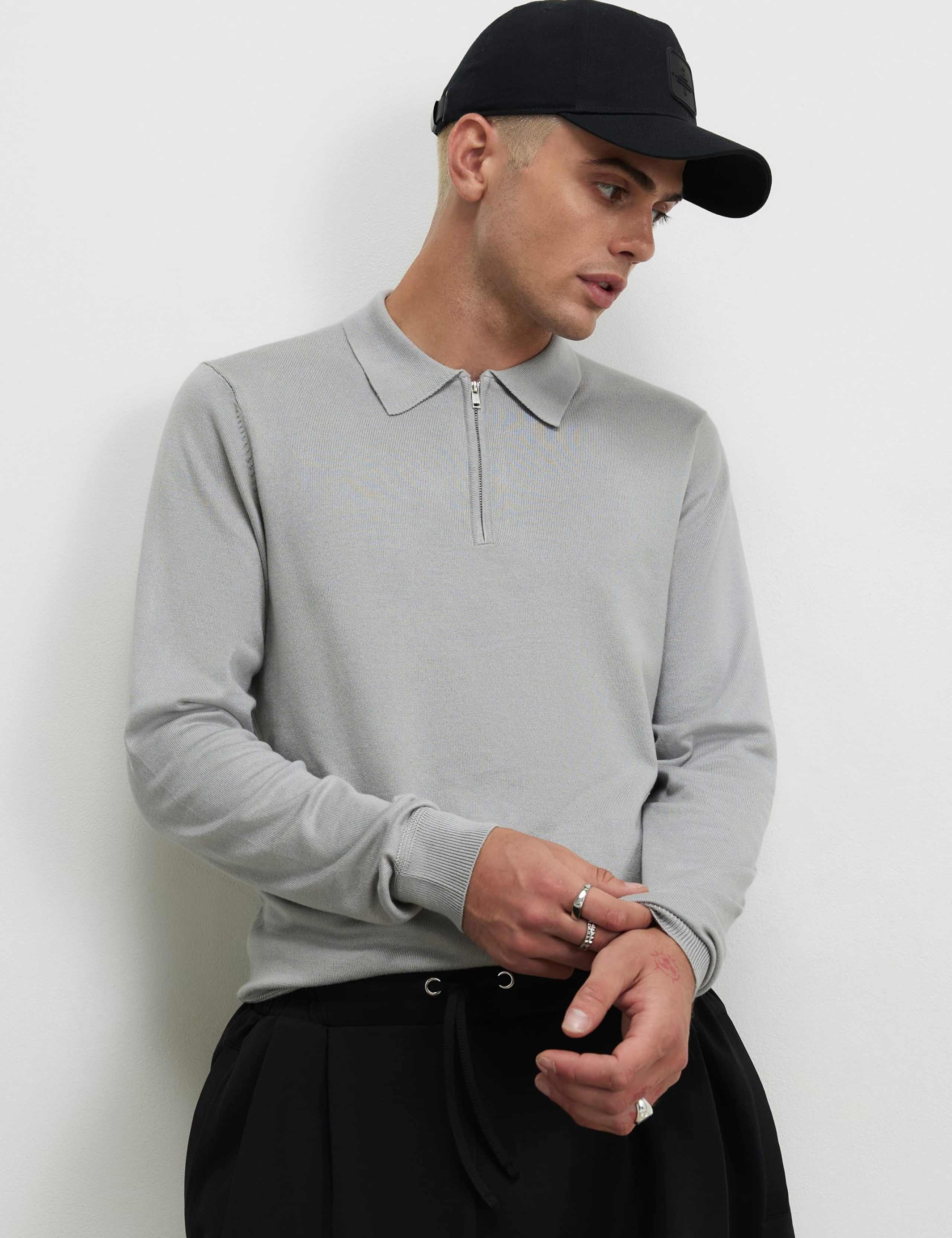 Slim Fit Half Zip Long Sleeve Polo Shirt 1 of 6