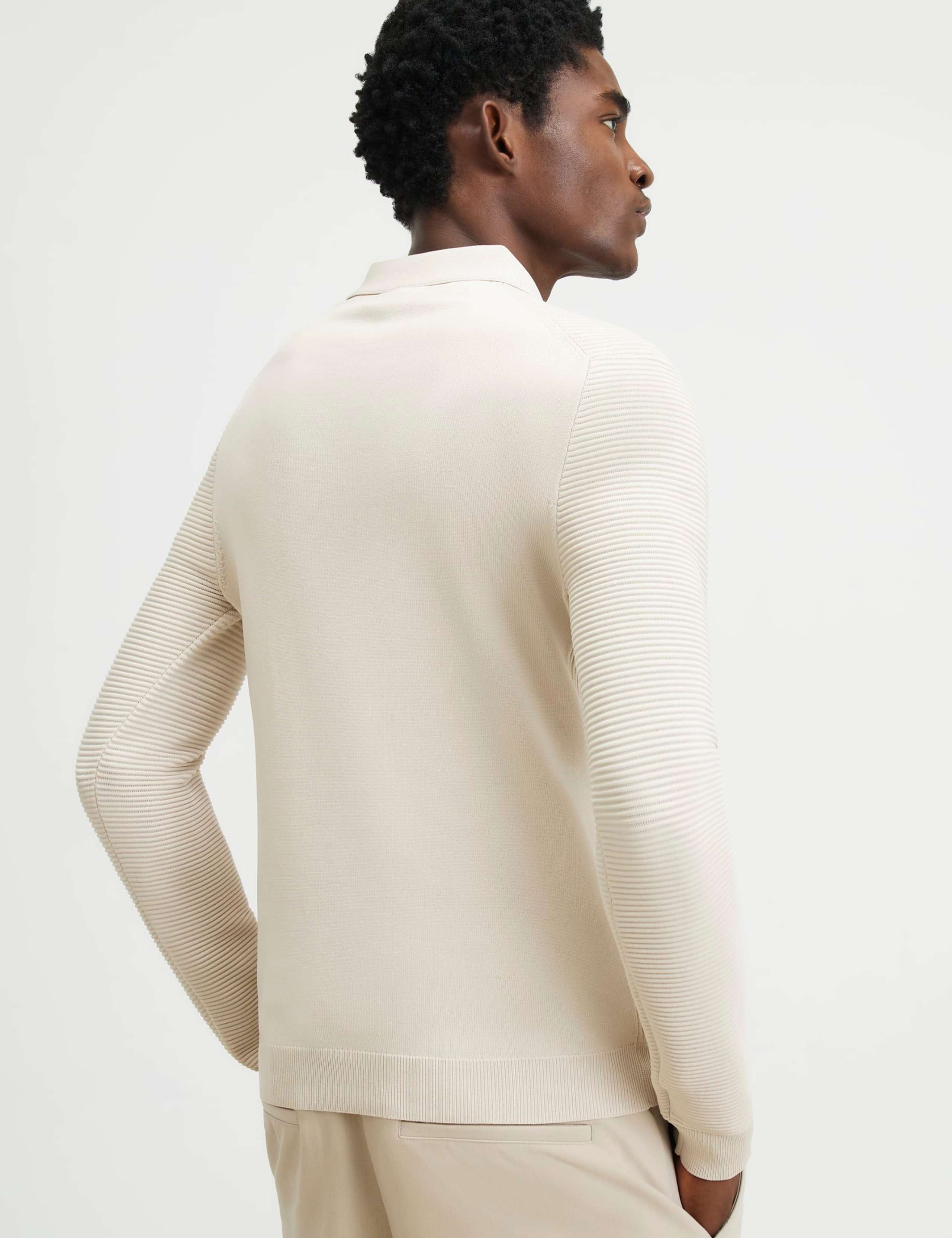Ribbed Half Zip Knitted Polo Shirt 3 of 6