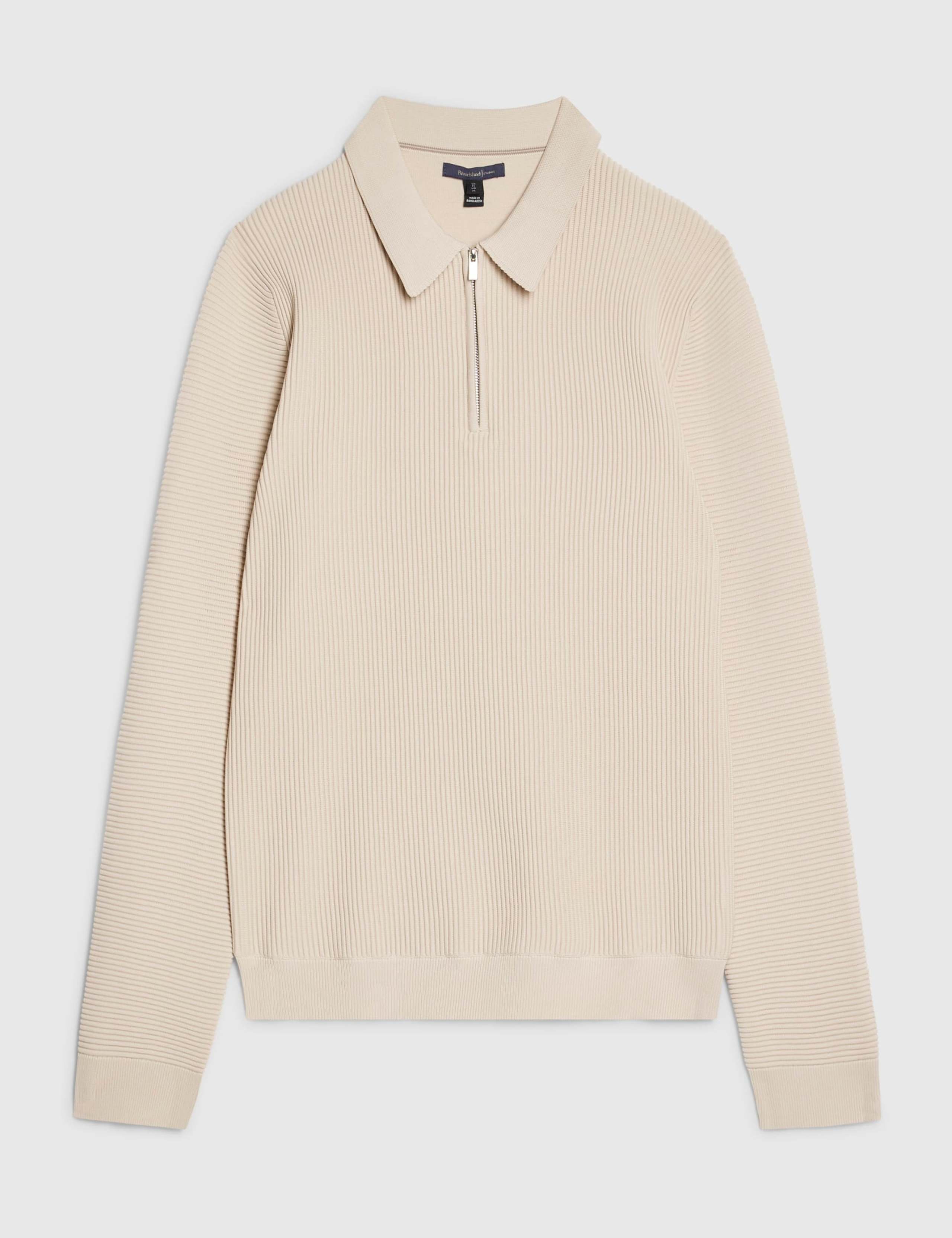 Ribbed Half Zip Knitted Polo Shirt 5 of 6