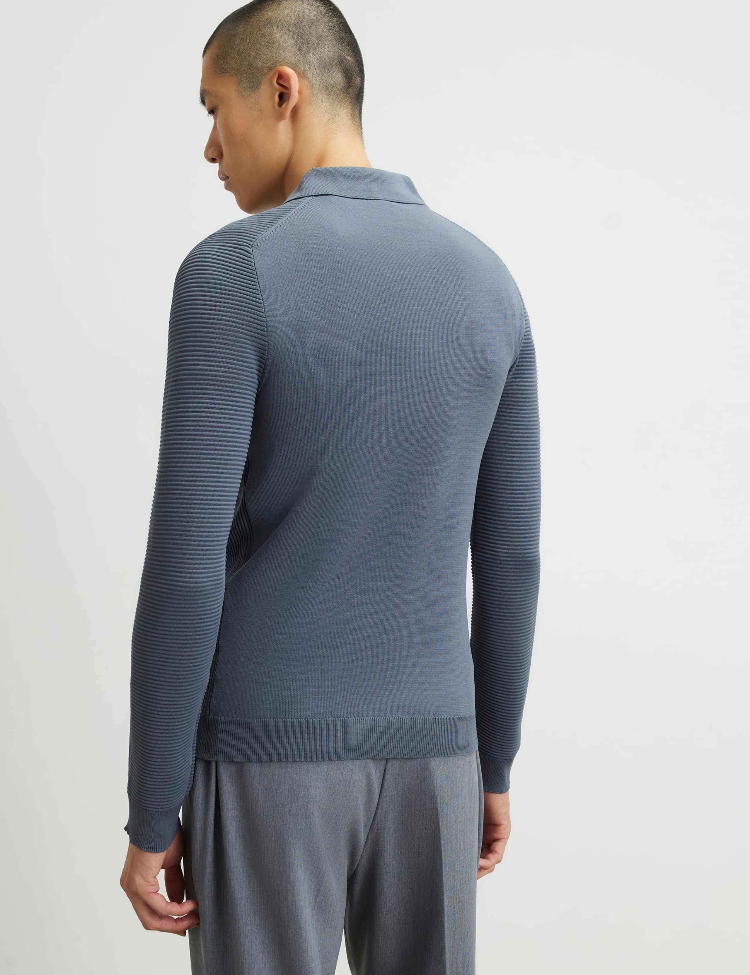 Ribbed Half Zip Knitted Polo Shirt 4 of 5