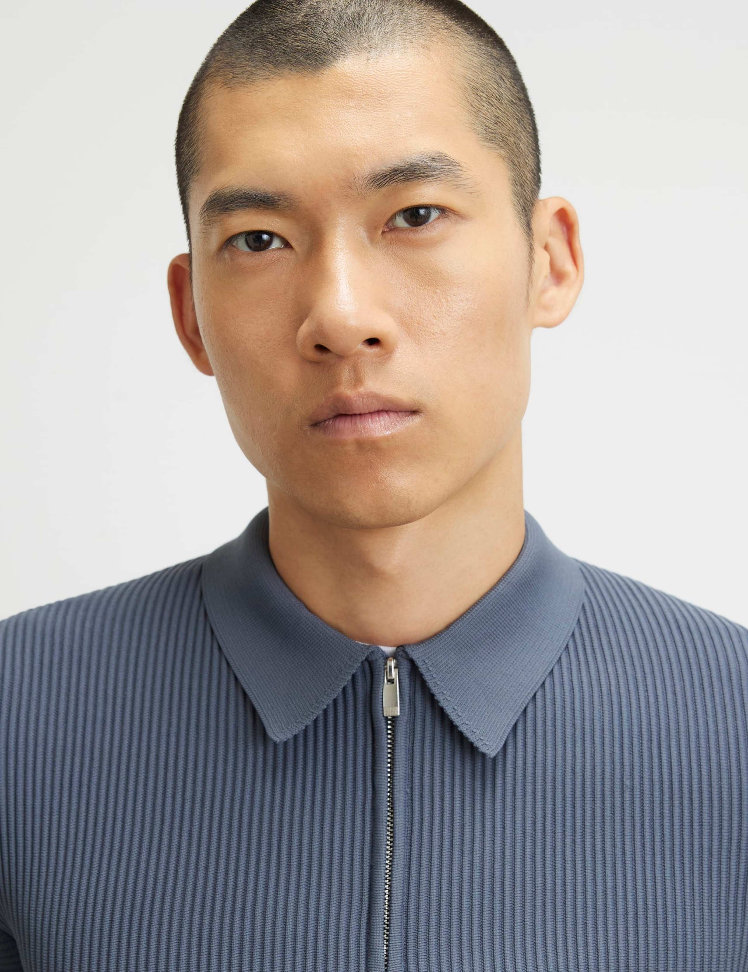 Ribbed Half Zip Knitted Polo Shirt 5 of 5