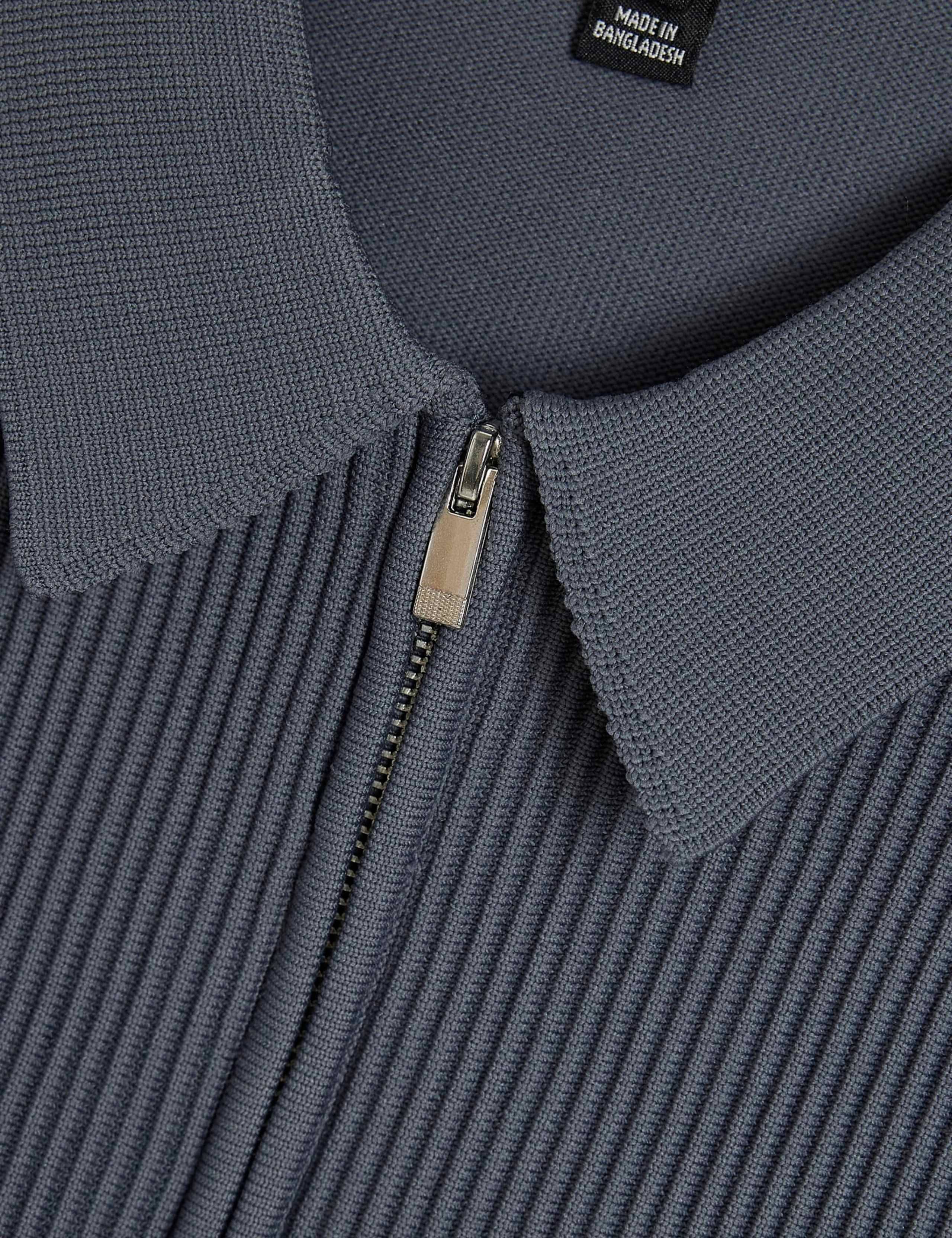 Ribbed Half Zip Knitted Polo Shirt 2 of 5