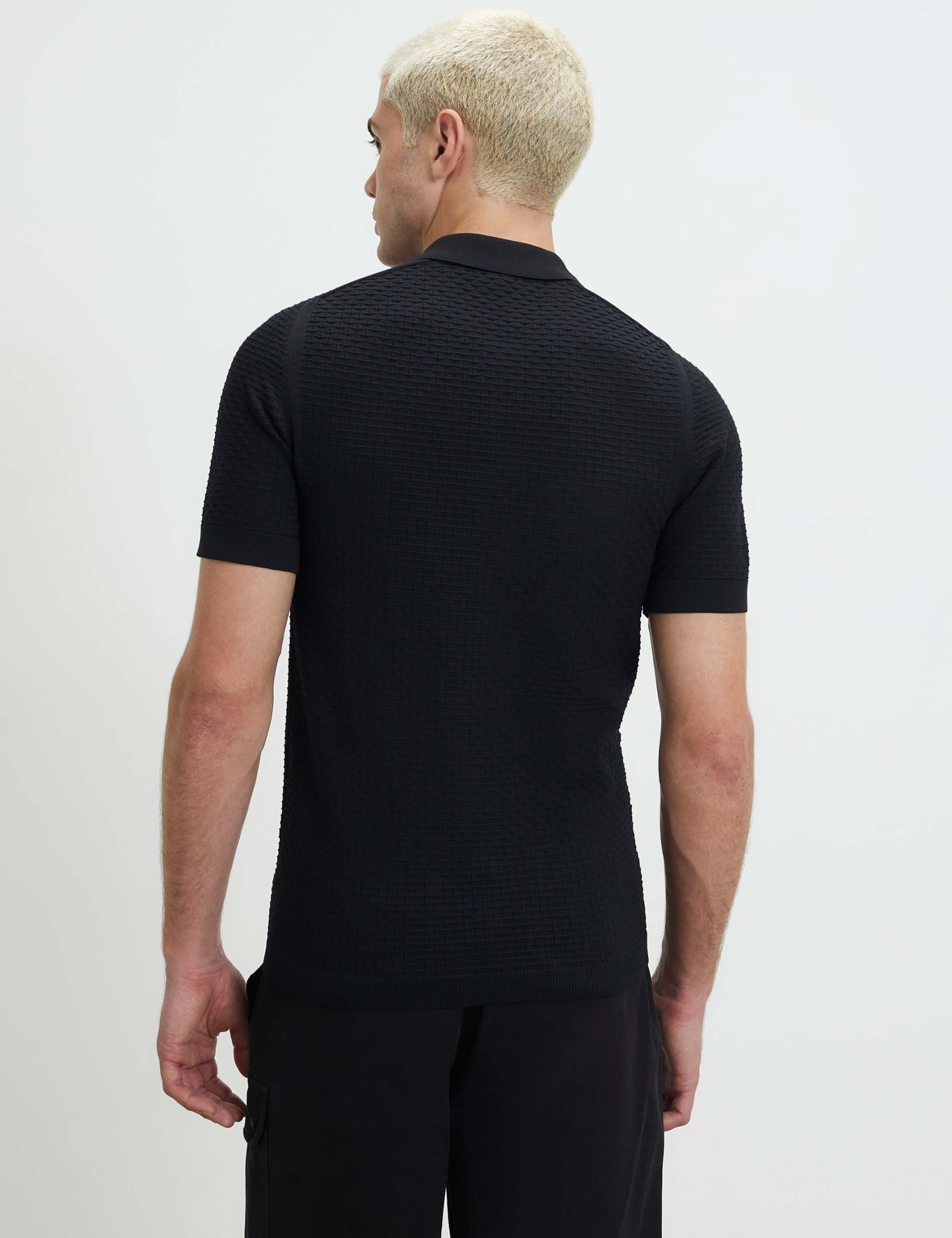 Textured Half Zip Knitted Polo Shirt 3 of 4