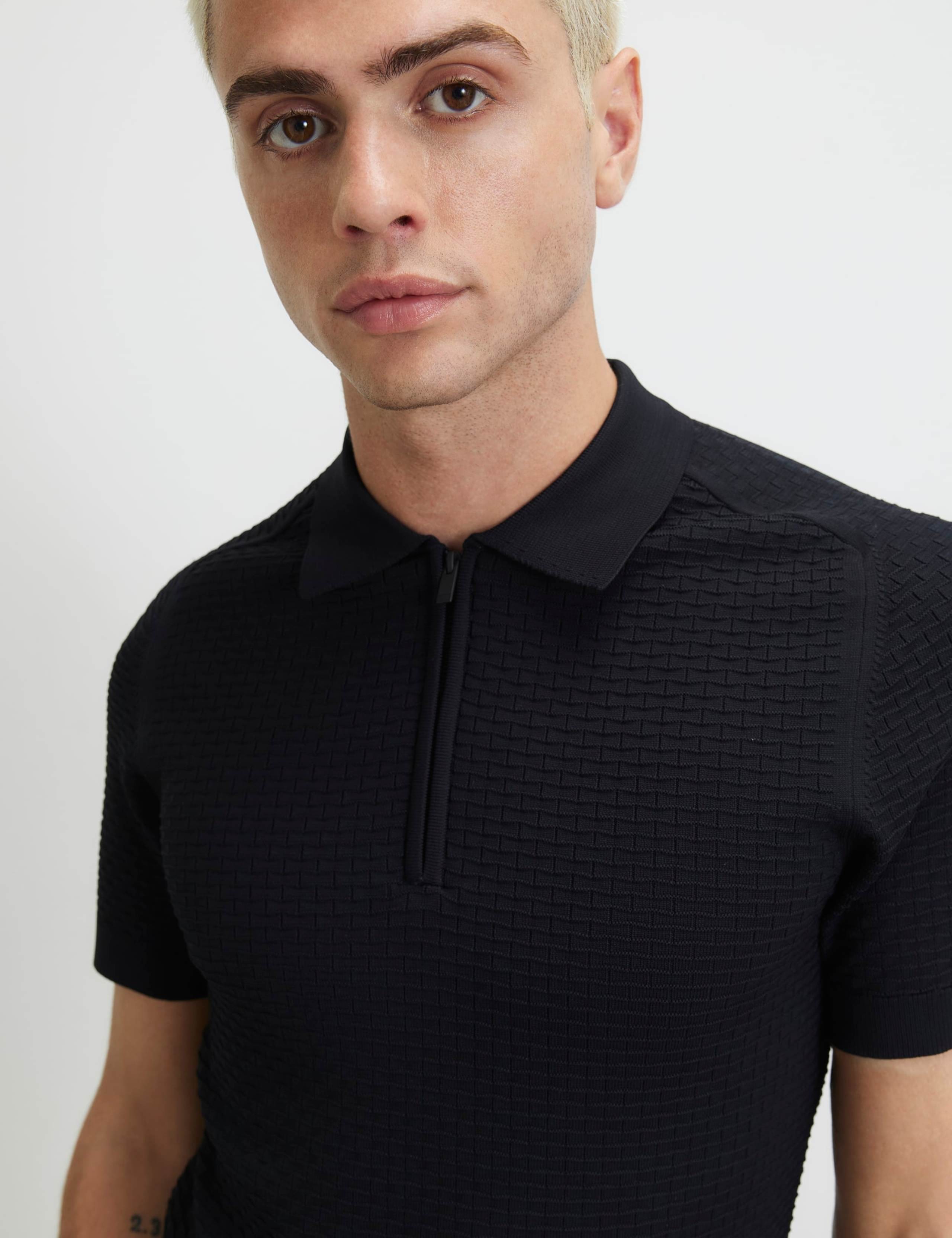 Textured Half Zip Knitted Polo Shirt 4 of 4