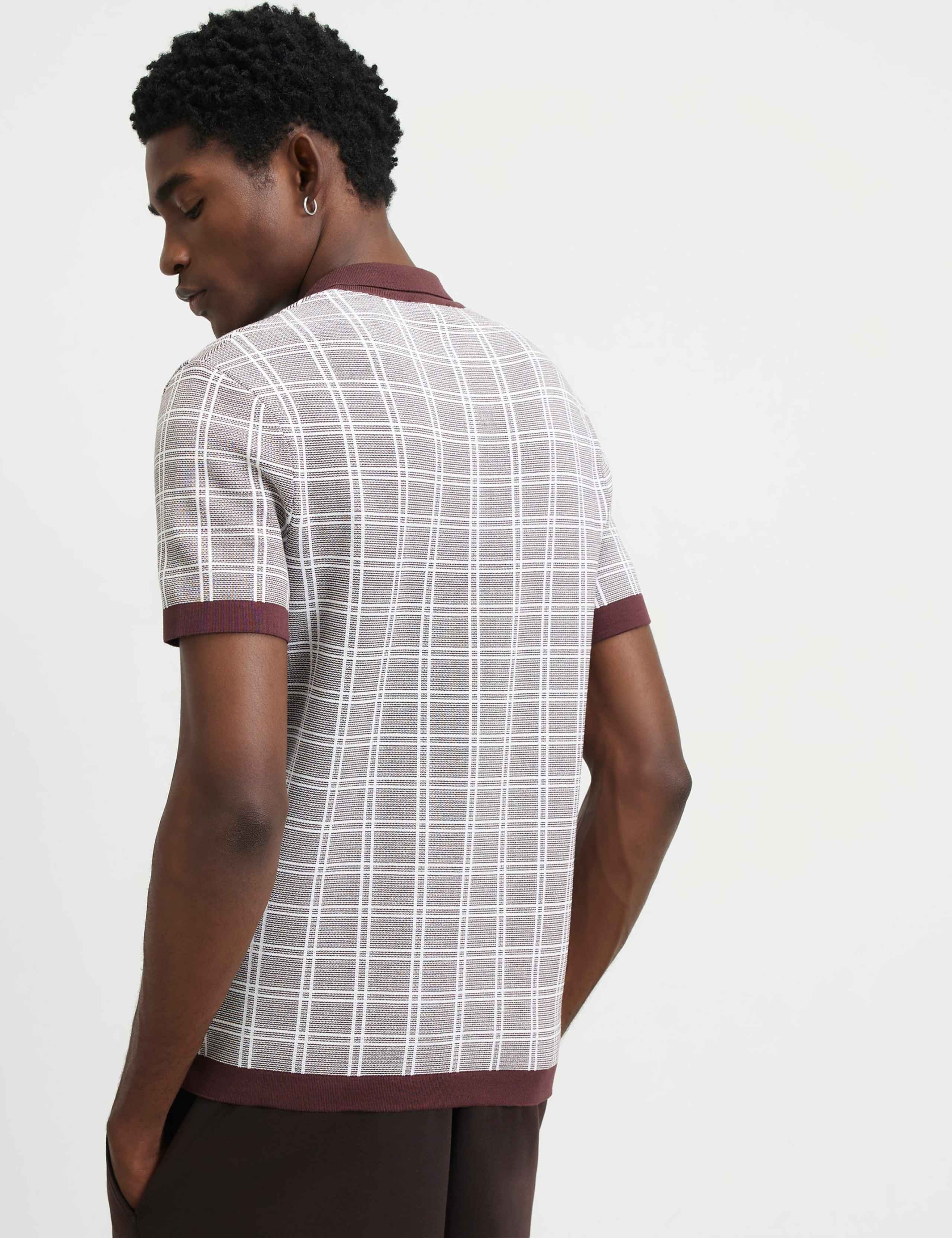 Checked Half Zip Knitted Polo Shirt 3 of 6