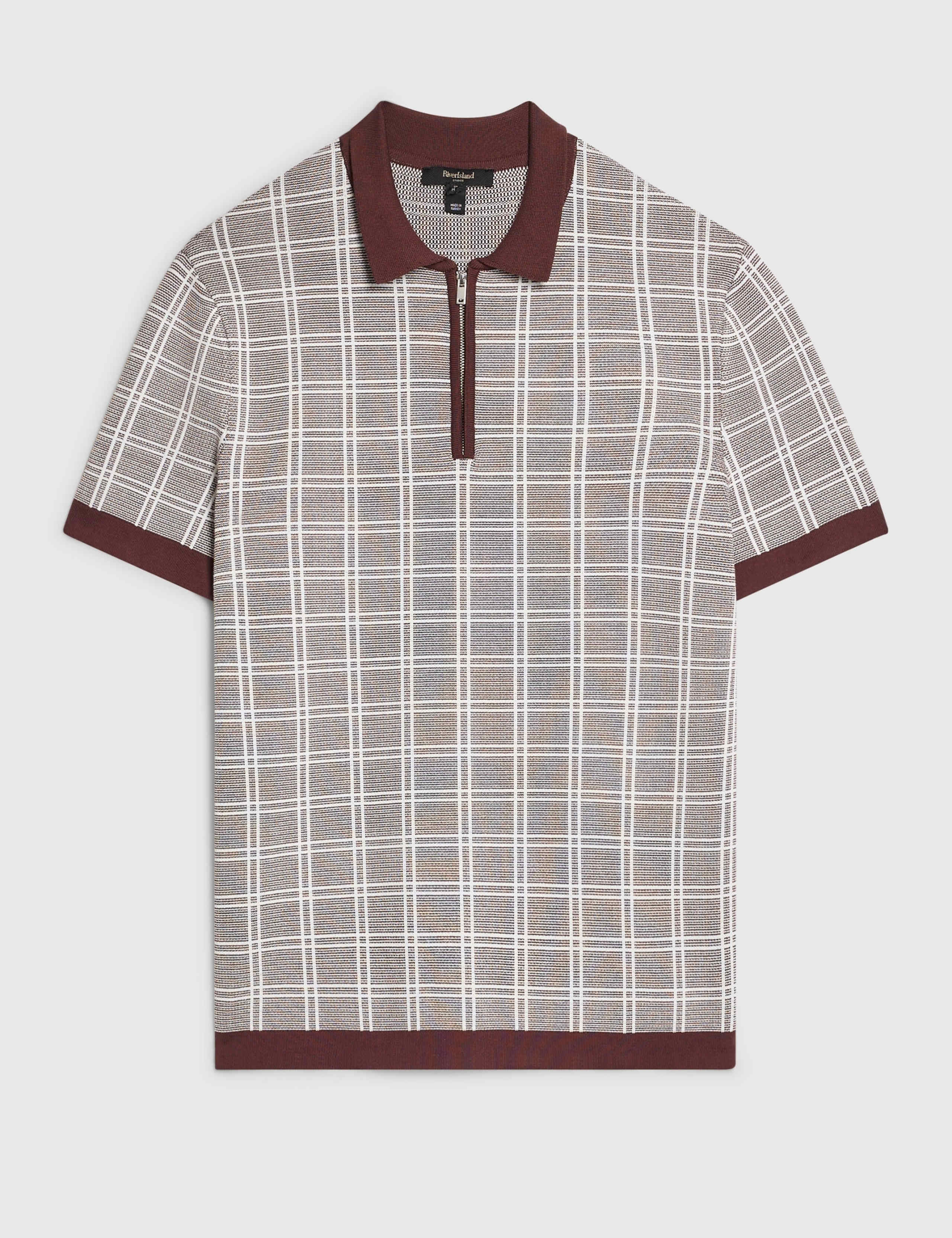 Checked Half Zip Knitted Polo Shirt 5 of 6