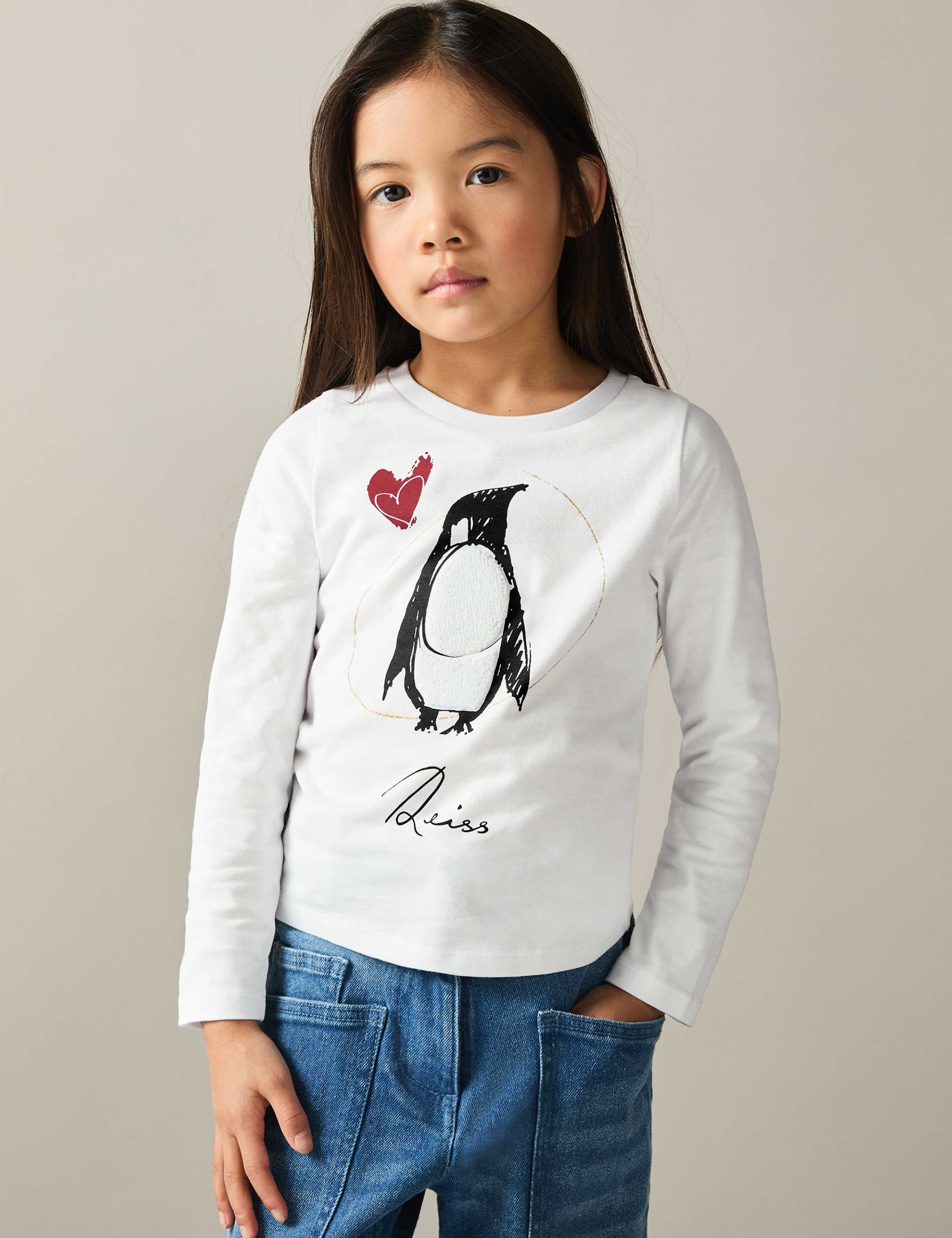 Pure Cotton Penguin Graphic Top (4-14 Yrs) 3 of 4