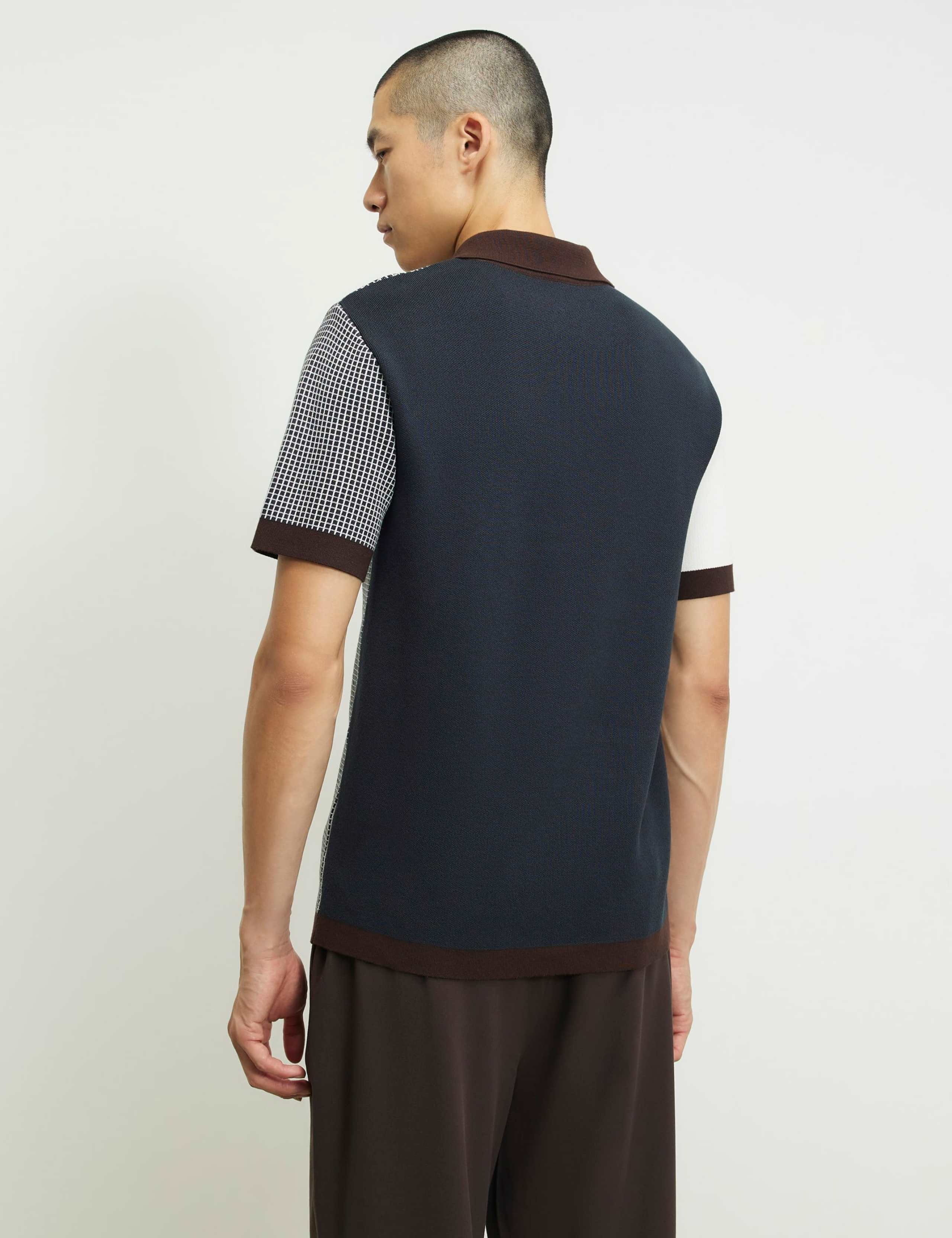 Pure Cotton Colour Block Knitted Polo Shirt 3 of 6