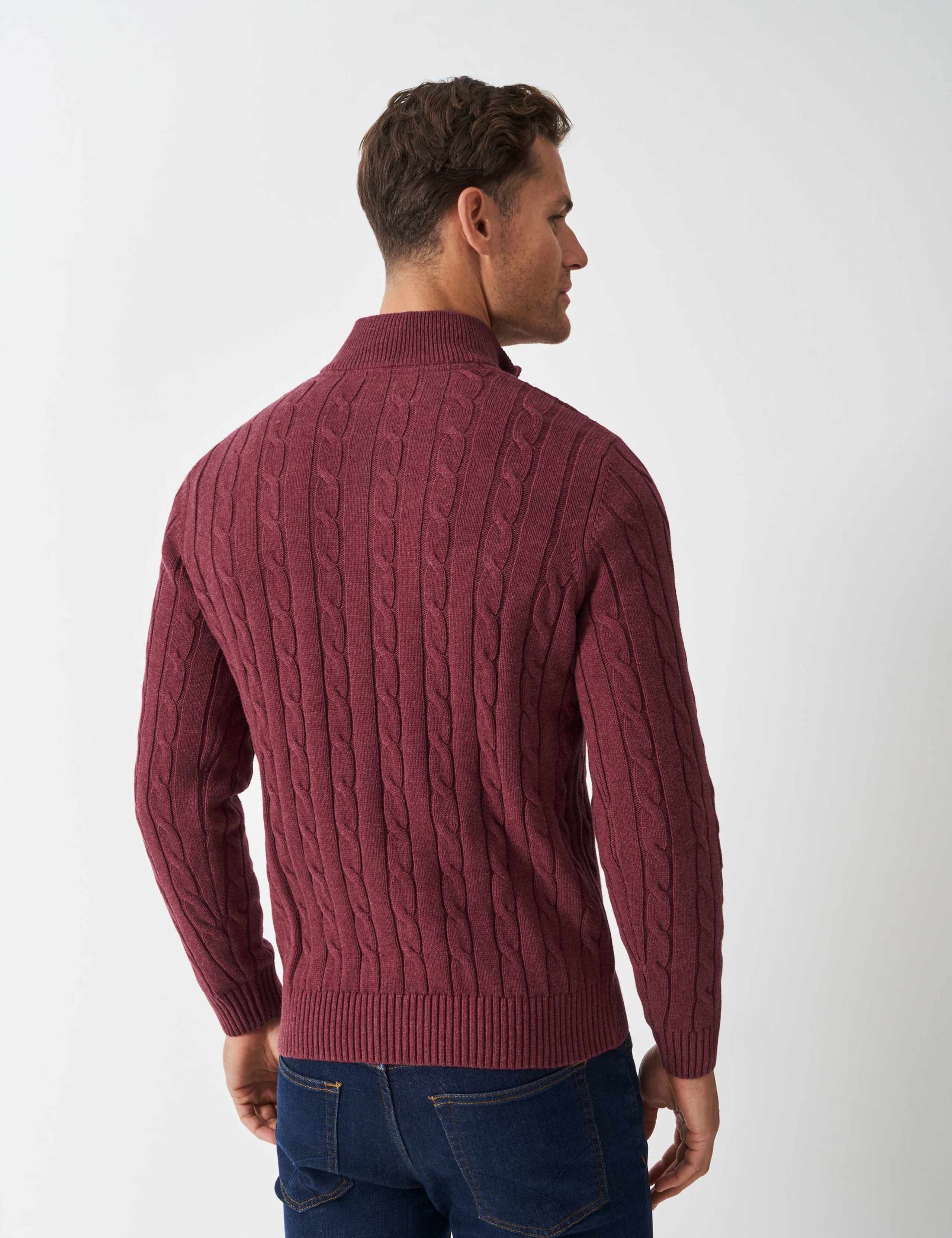 Pure Cotton Cable Knit Half Zip Jumper 3 of 5