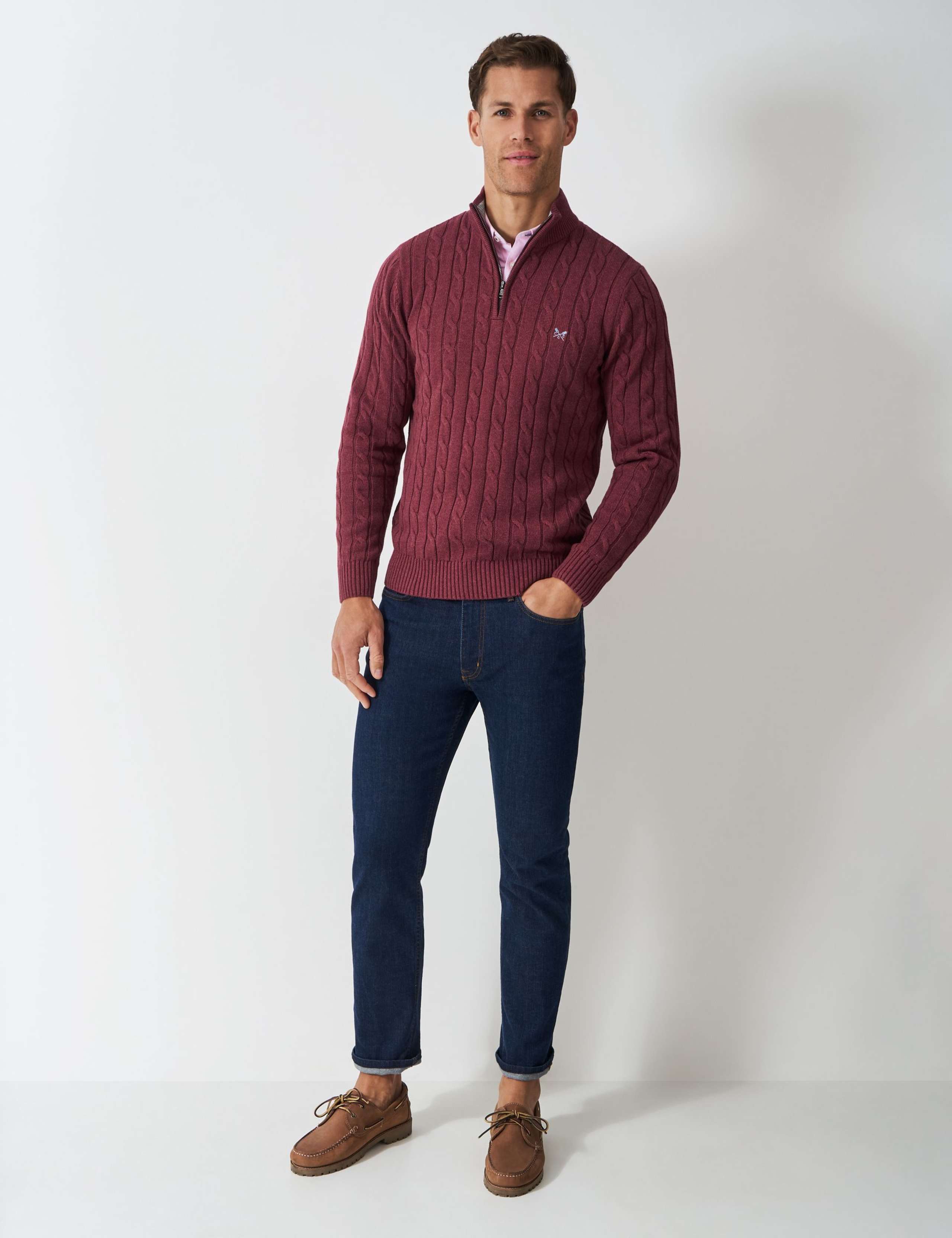 Pure Cotton Cable Knit Half Zip Jumper 4 of 5