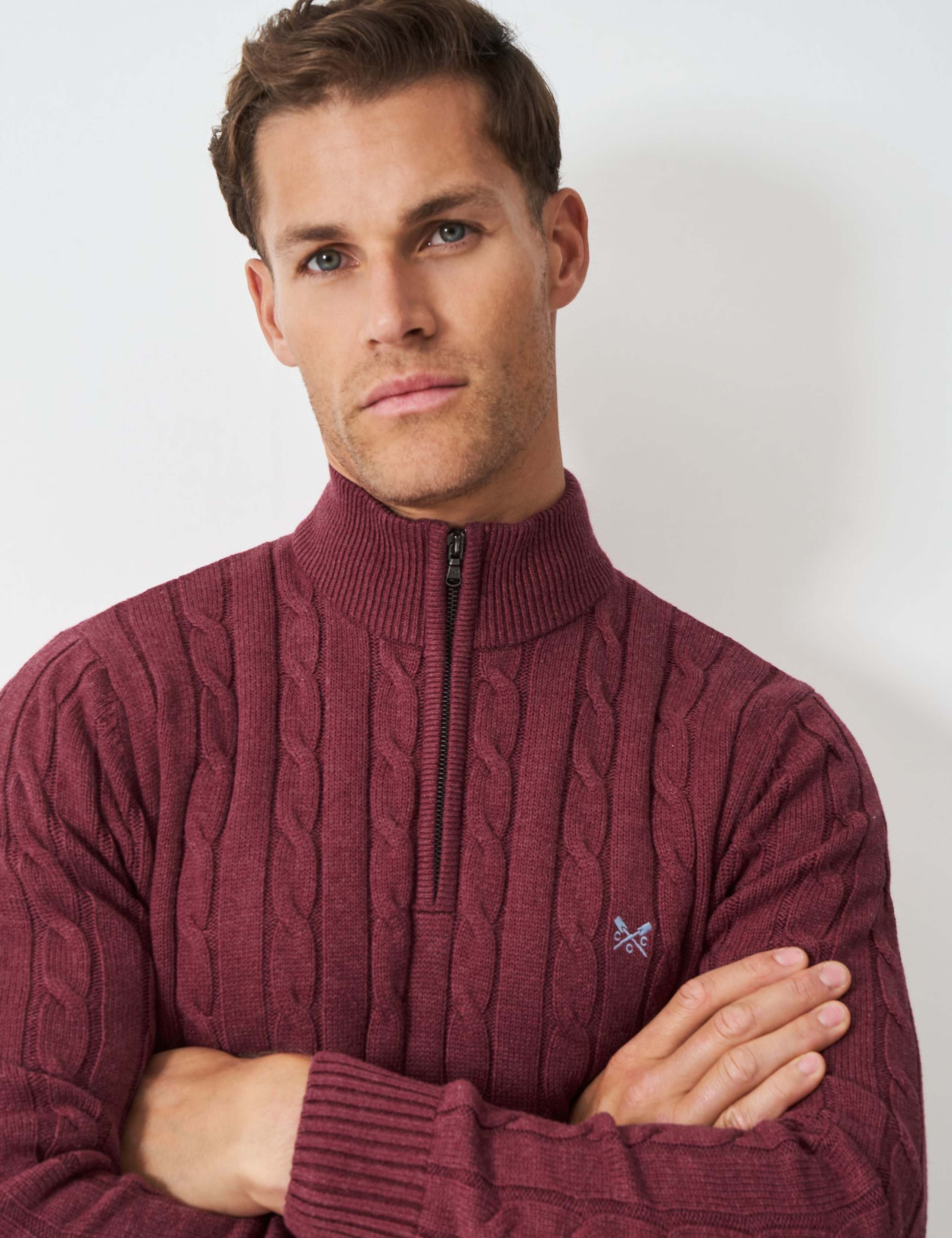 Pure Cotton Cable Knit Half Zip Jumper 5 of 5