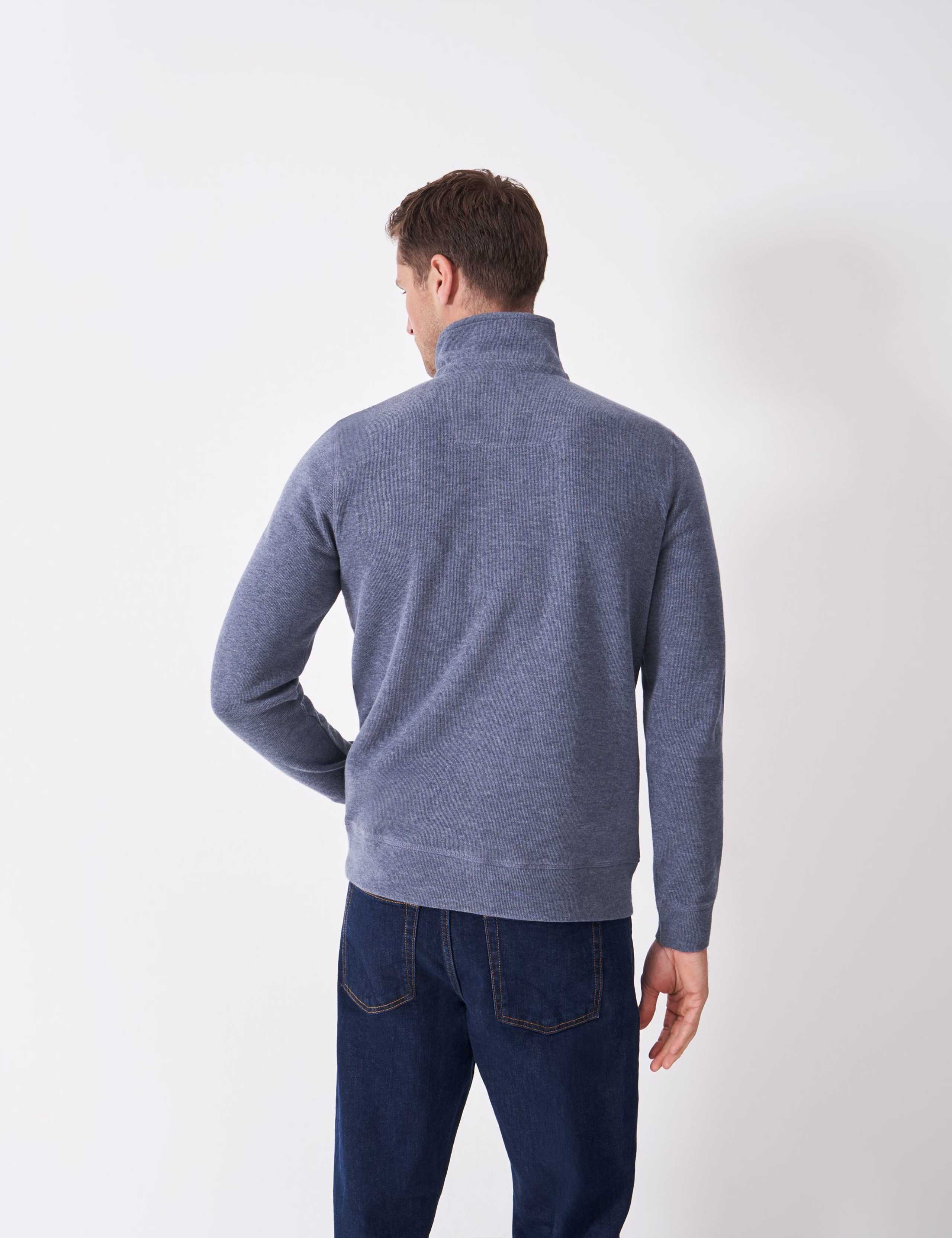 Pure Cotton Ribbed Half Zip Jumper 3 of 5