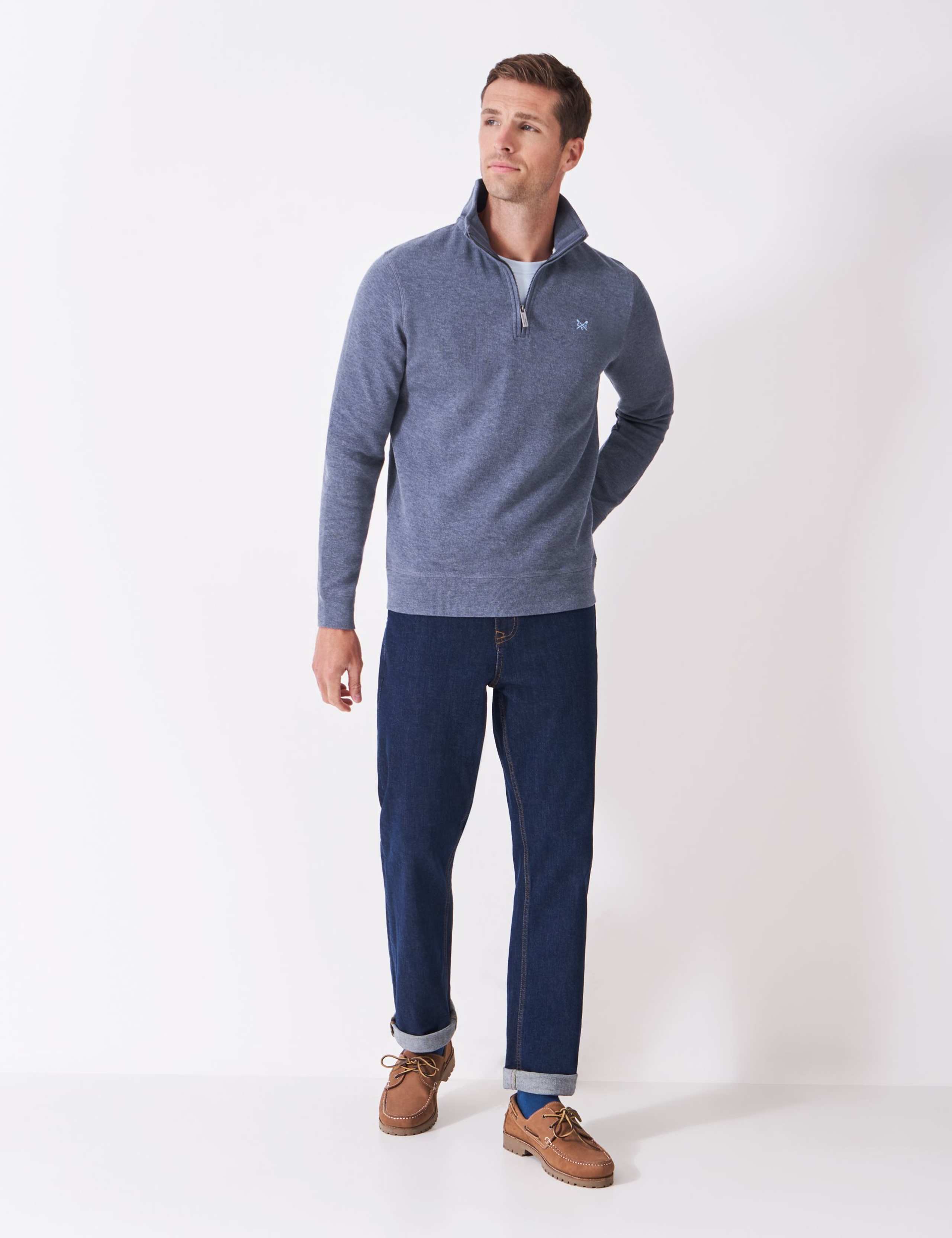 Pure Cotton Ribbed Half Zip Jumper 4 of 5