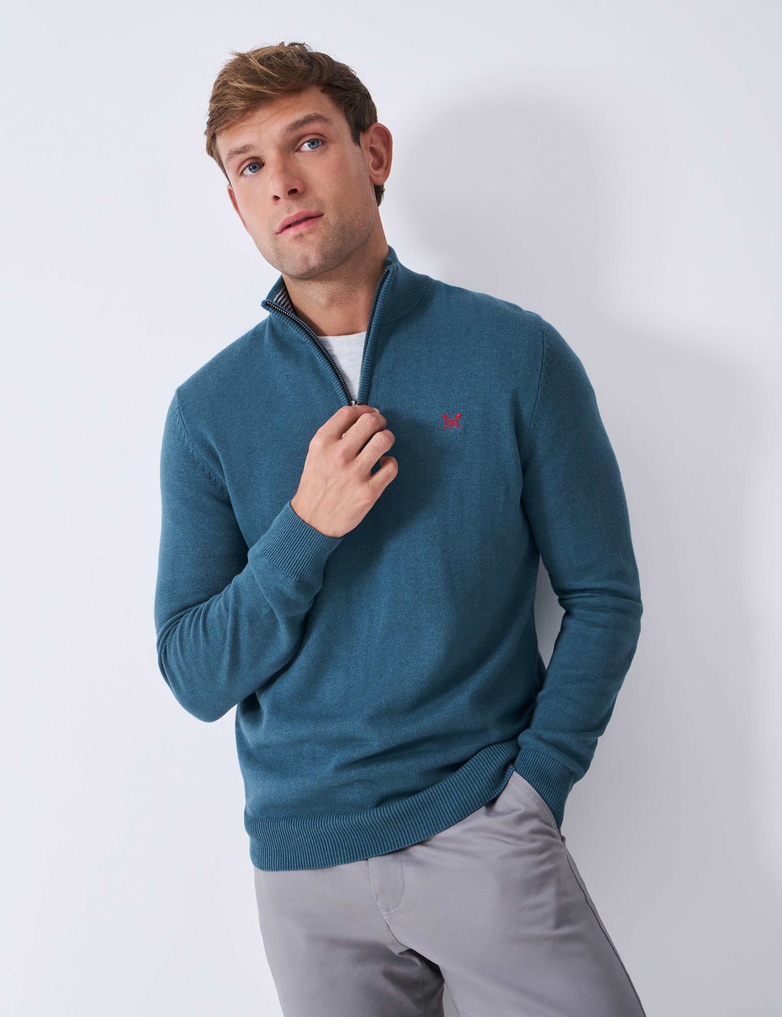 Pure Cotton Half Zip Jumper 1 of 5