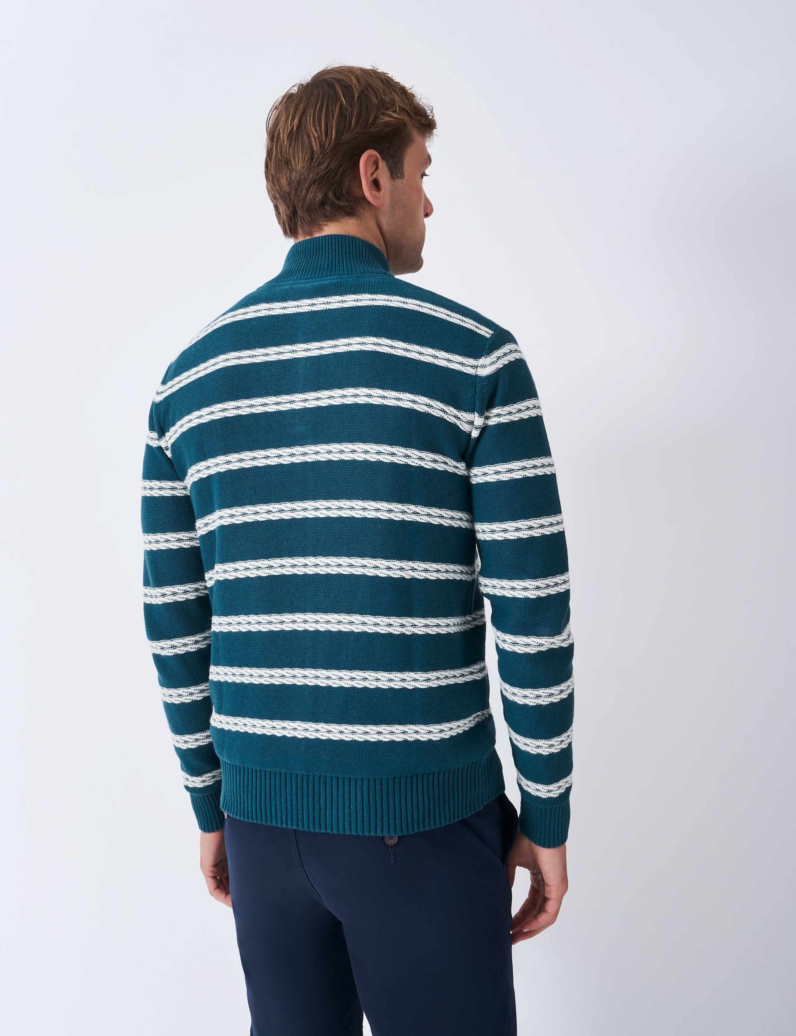 Pure Cotton Rope Cable Half Zip Jumper 3 of 5