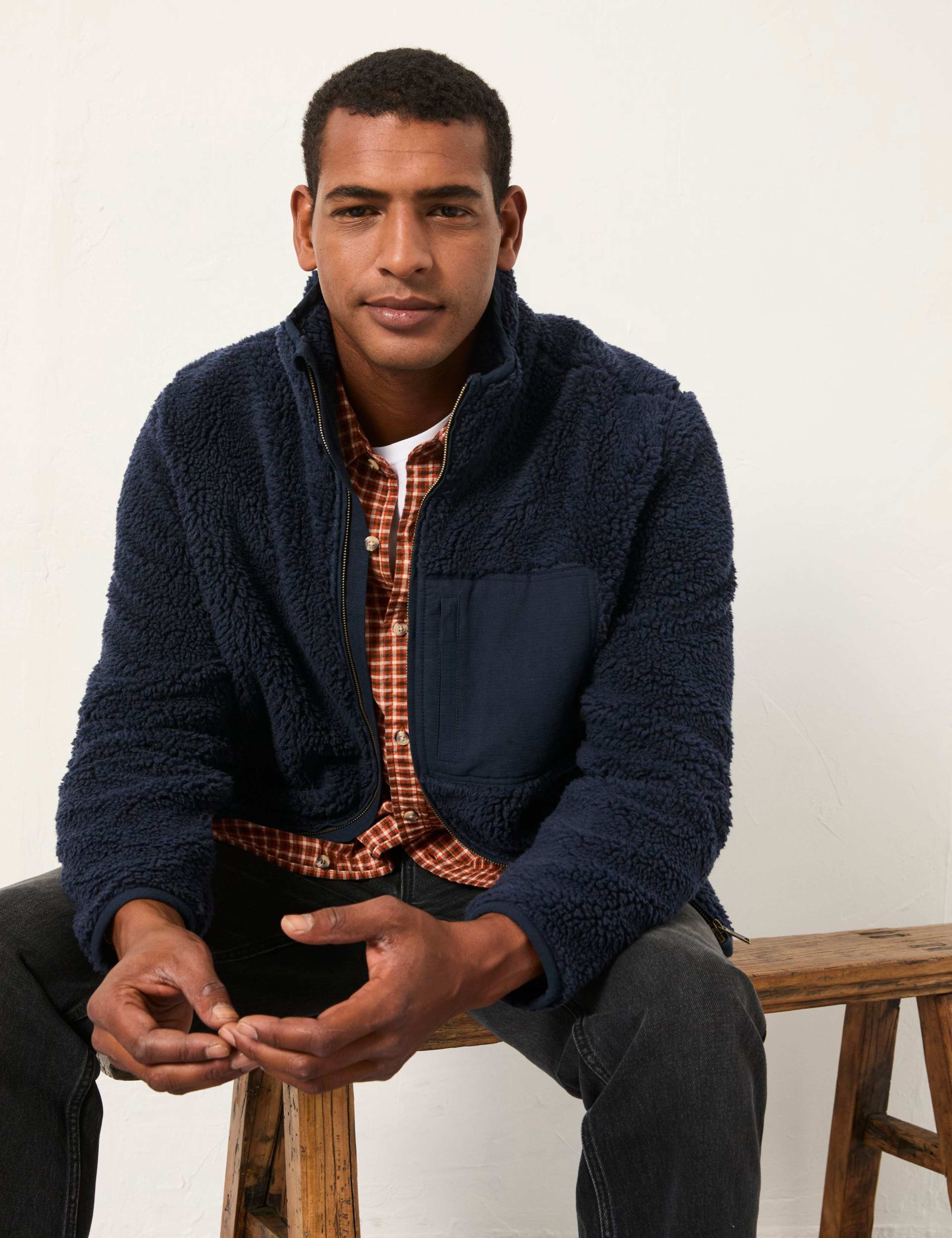 Checked Funnel Neck Zip Up Fleece 3 of 6