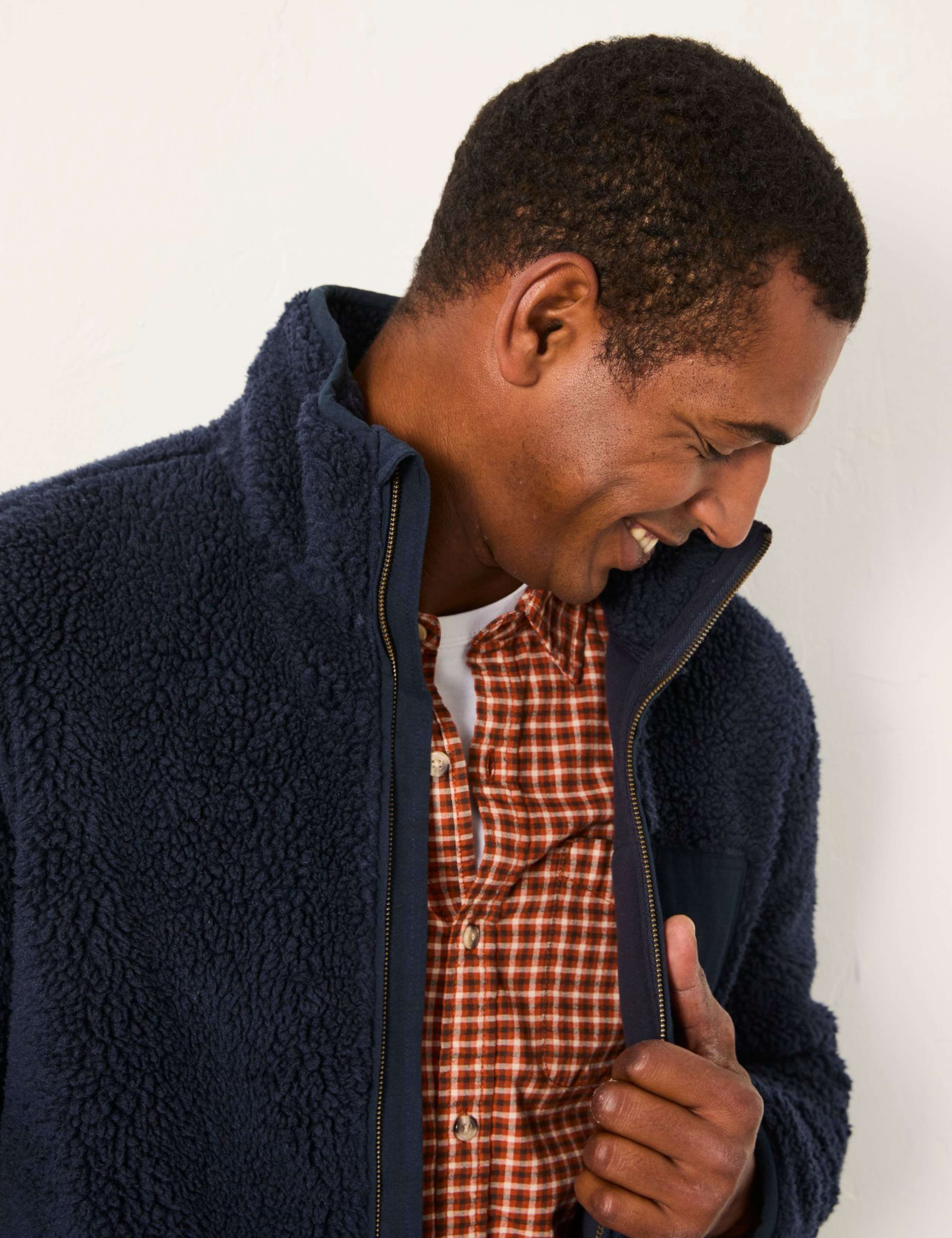 Checked Funnel Neck Zip Up Fleece 5 of 6