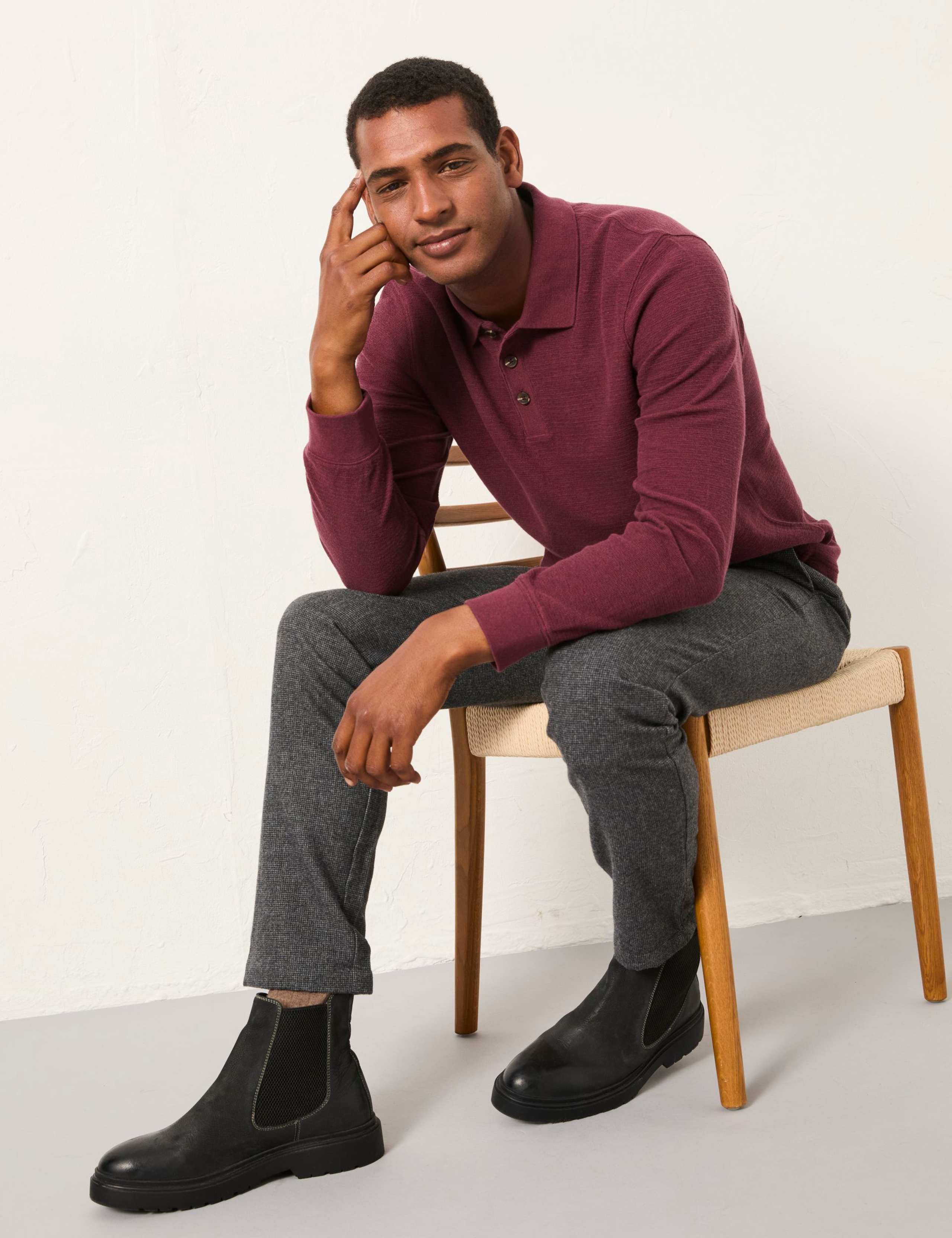 Cotton Rich Long Sleeve Polo Shirt 3 of 6