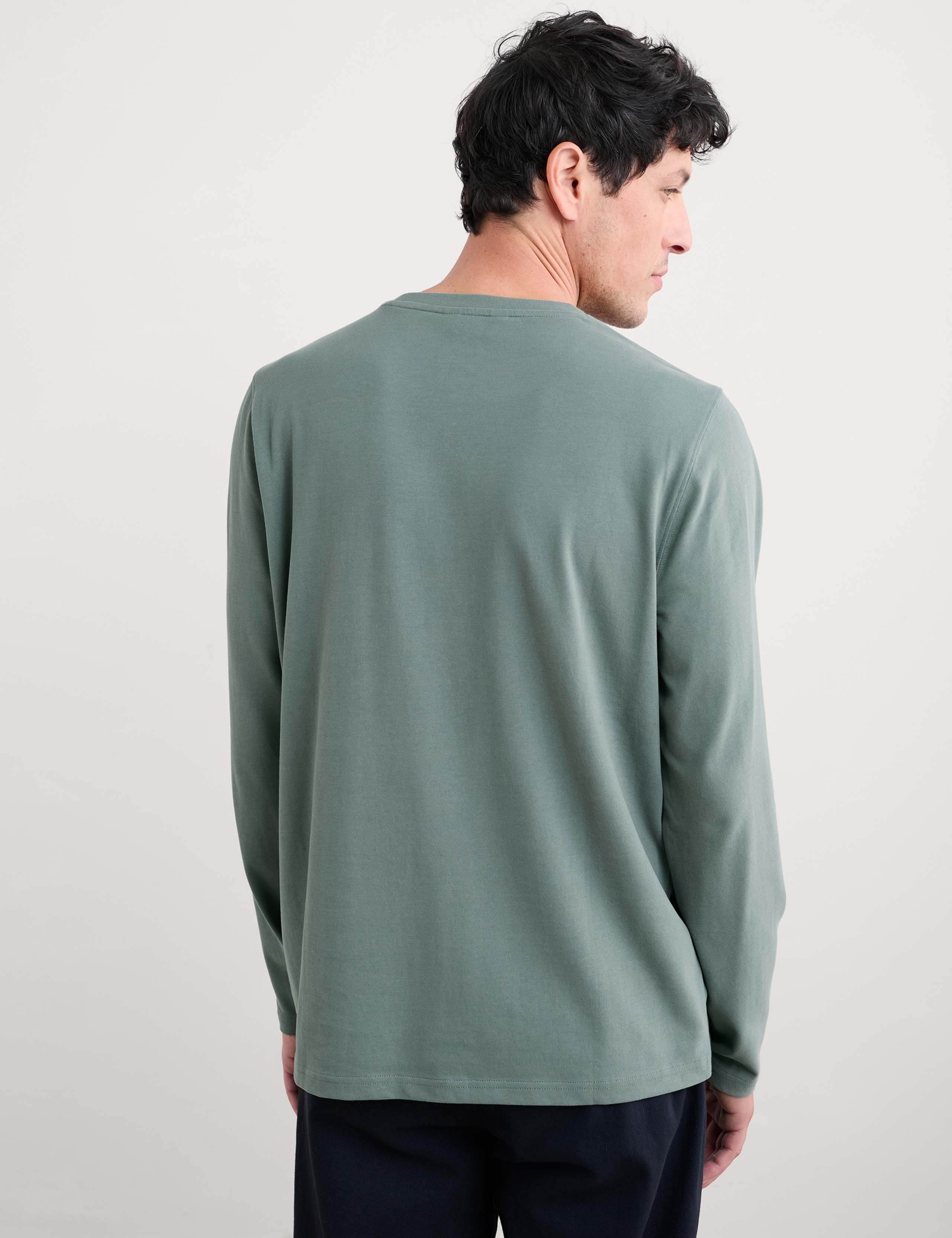 Pure Cotton Crew Neck Long Sleeve Top 3 of 4