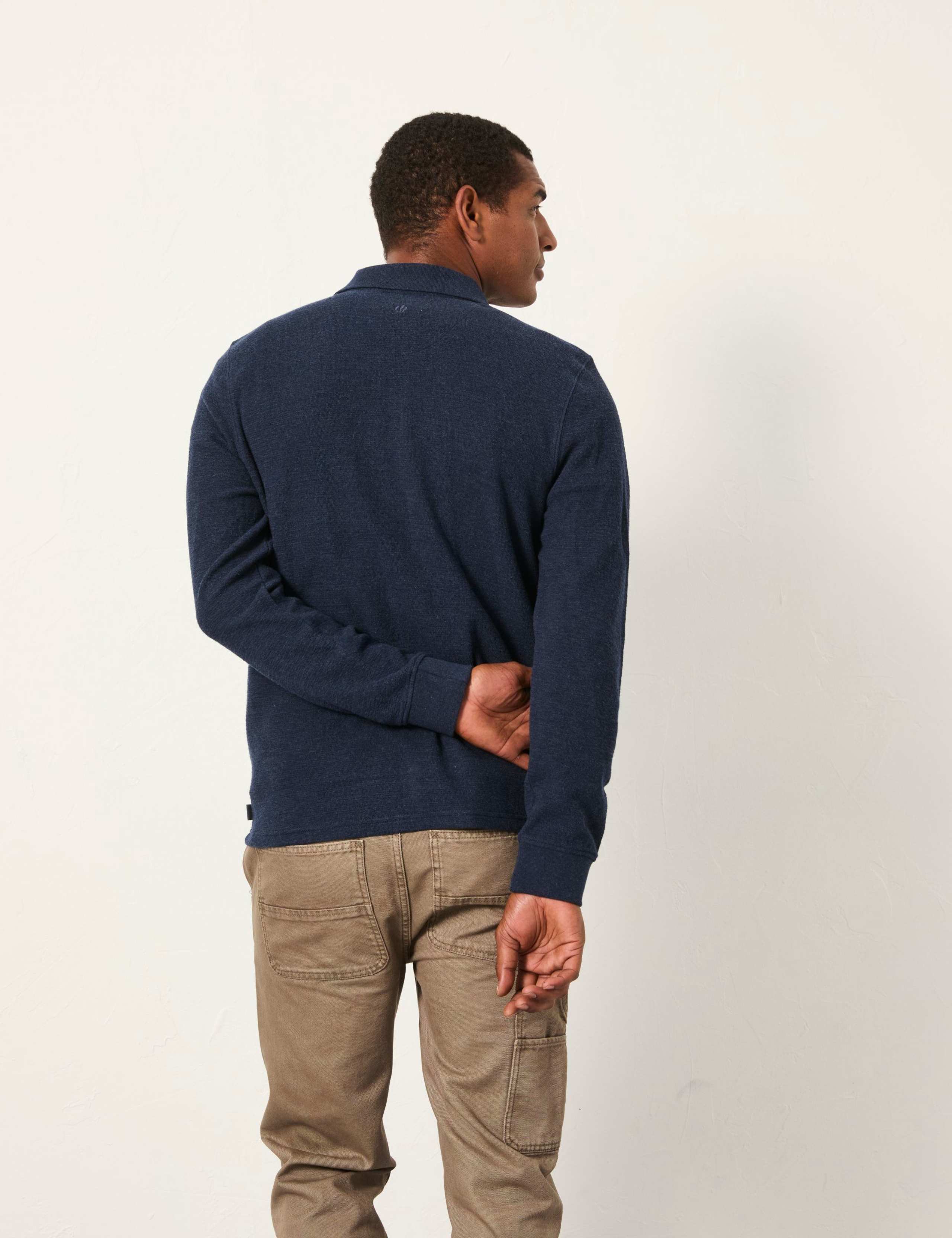 Cotton Rich Zip Up Long Sleeve Polo Shirt 4 of 5