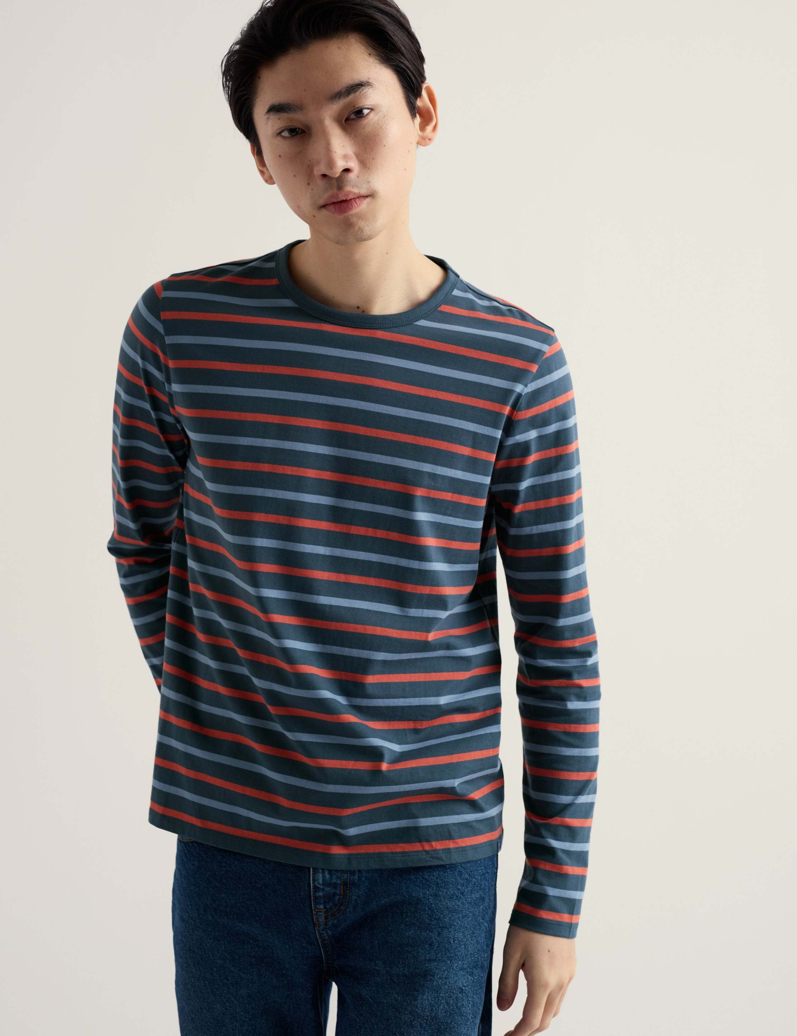 Pure Cotton Striped Crew Neck Top 1 of 5