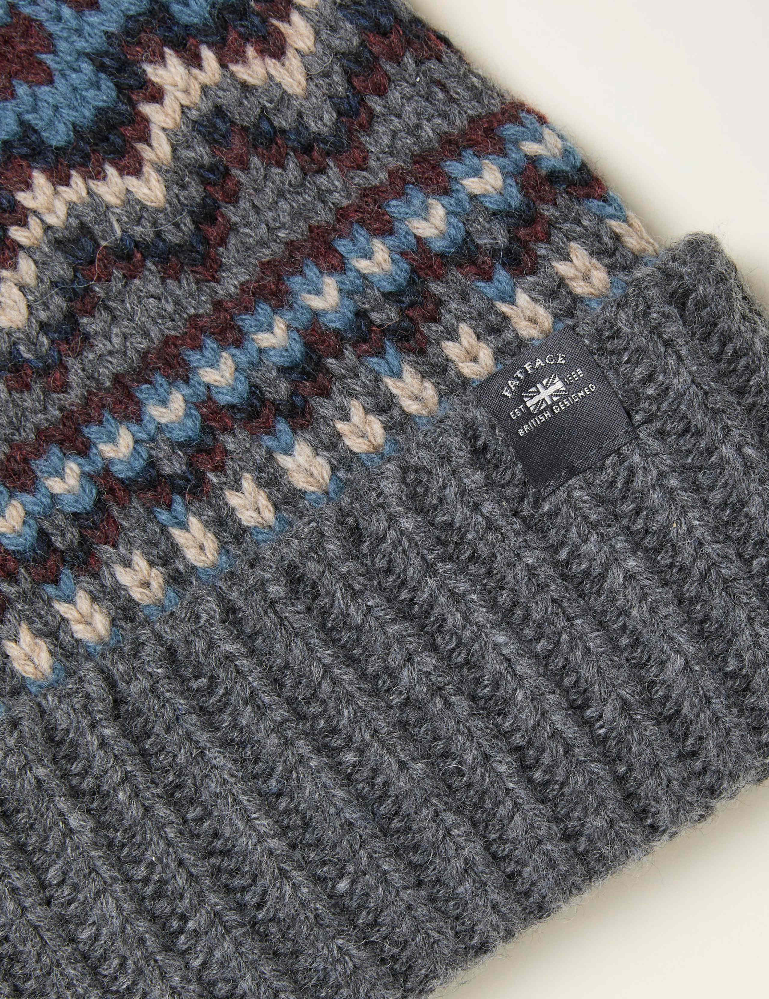 Wool Blend Fair Isle Knitted Beanie Hat 2 of 2