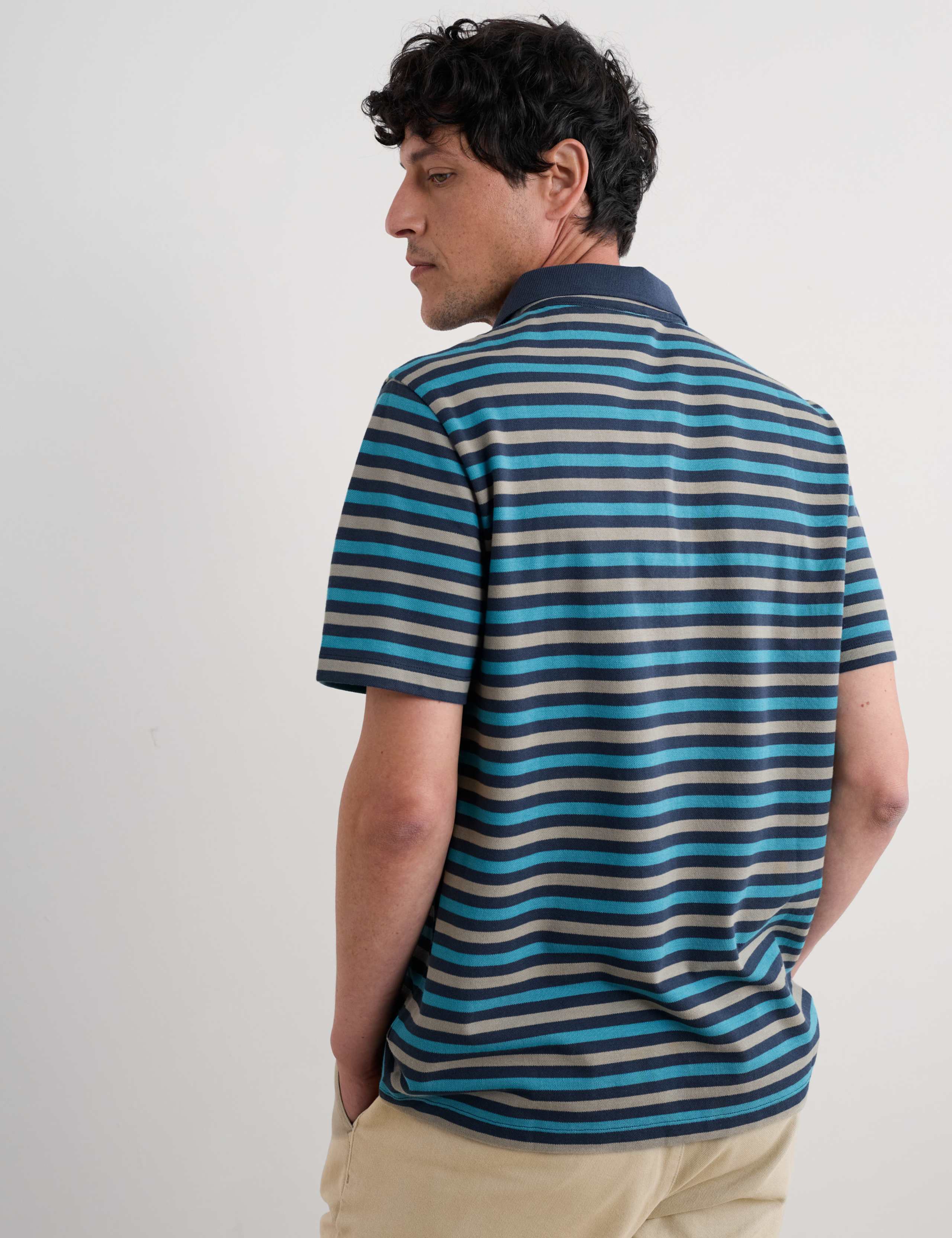 Pure Cotton Striped Polo Shirt 4 of 4
