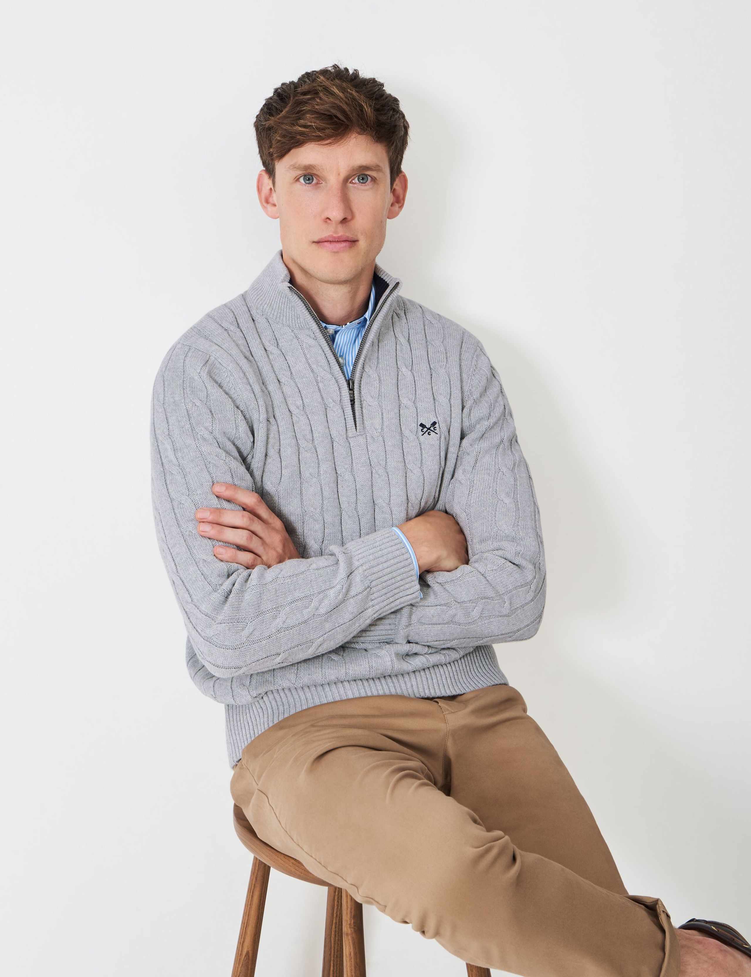 Pure Cotton Cable Knit Half Zip Jumper 4 of 5