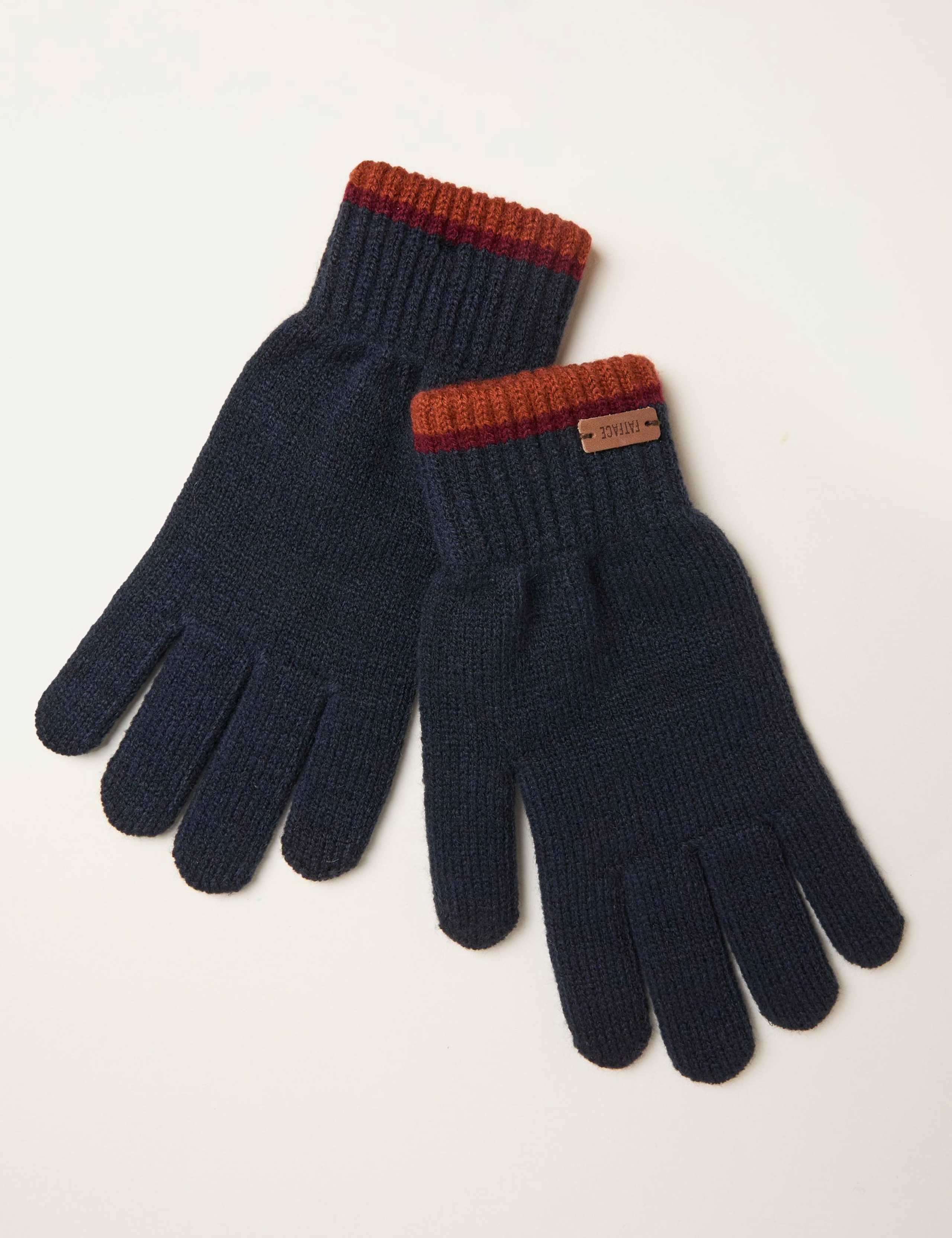 Striped Touch Screen Knitted Gloves 1 of 2