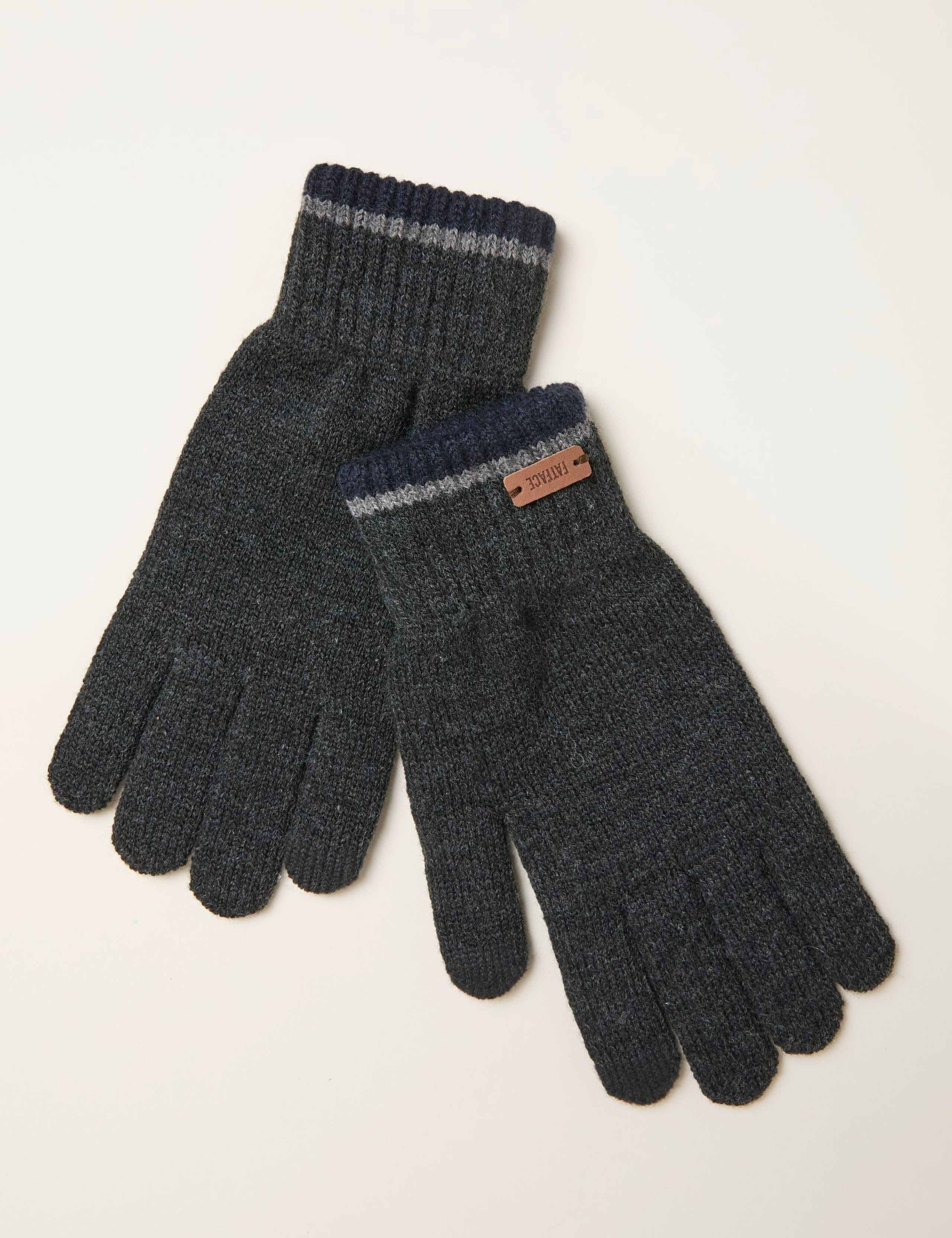 Striped Touch Screen Knitted Gloves 1 of 2