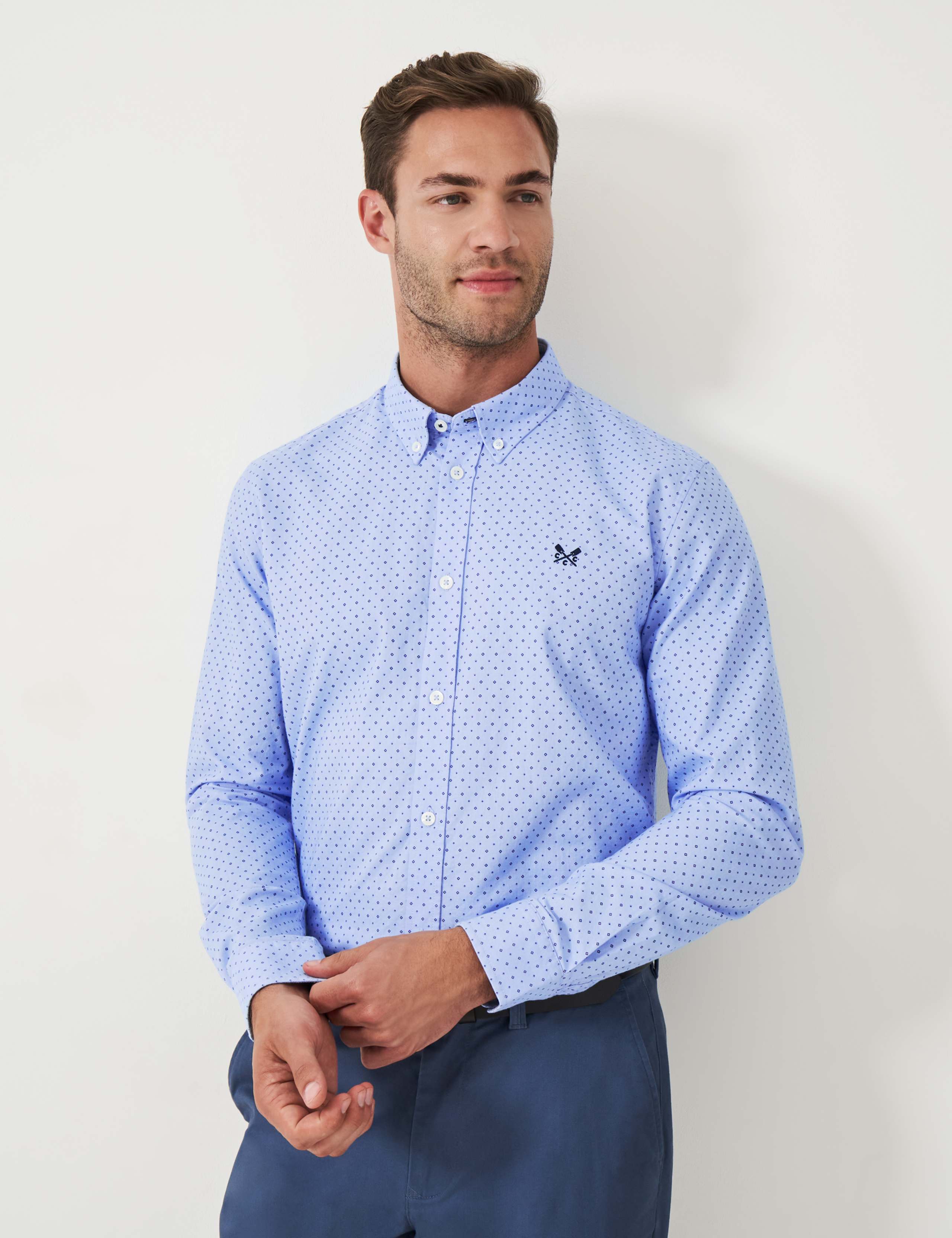 Pure Cotton Pinpoint Print Oxford Shirt 3 of 5