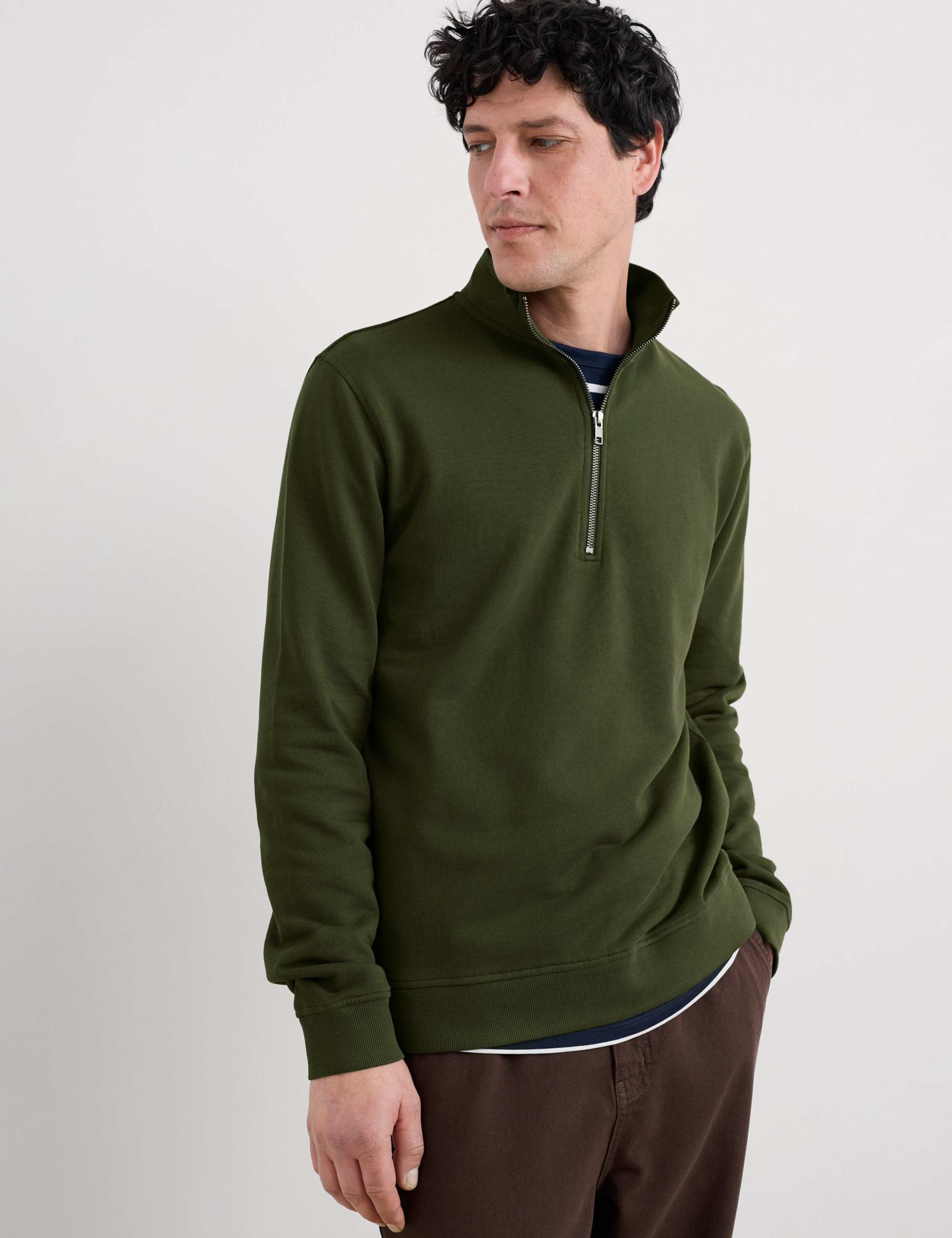 Pure Cotton Half Zip Long Sleeve Sweatshirt 3 of 5