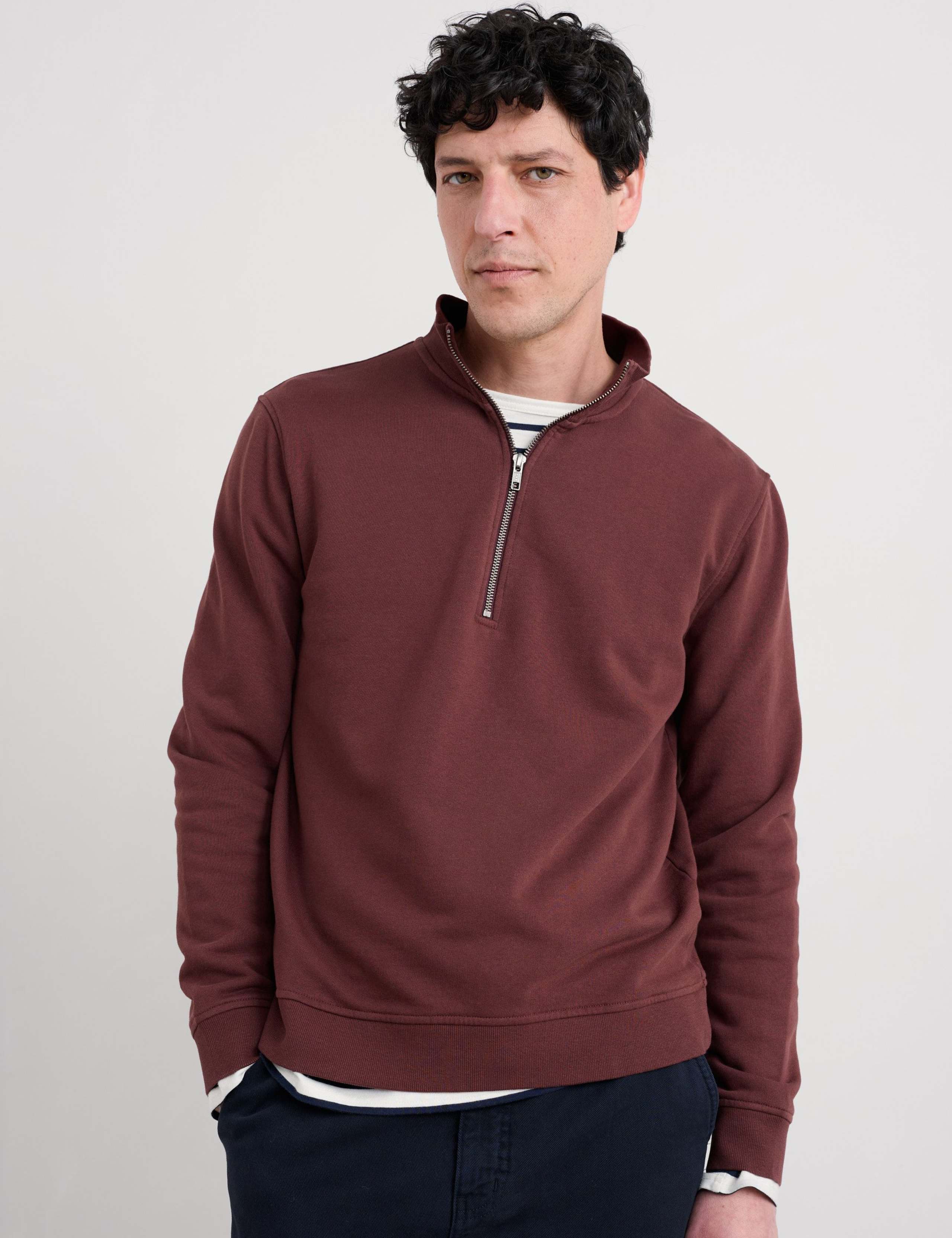 Pure Cotton Half Zip Long Sleeve Sweatshirt 4 of 5