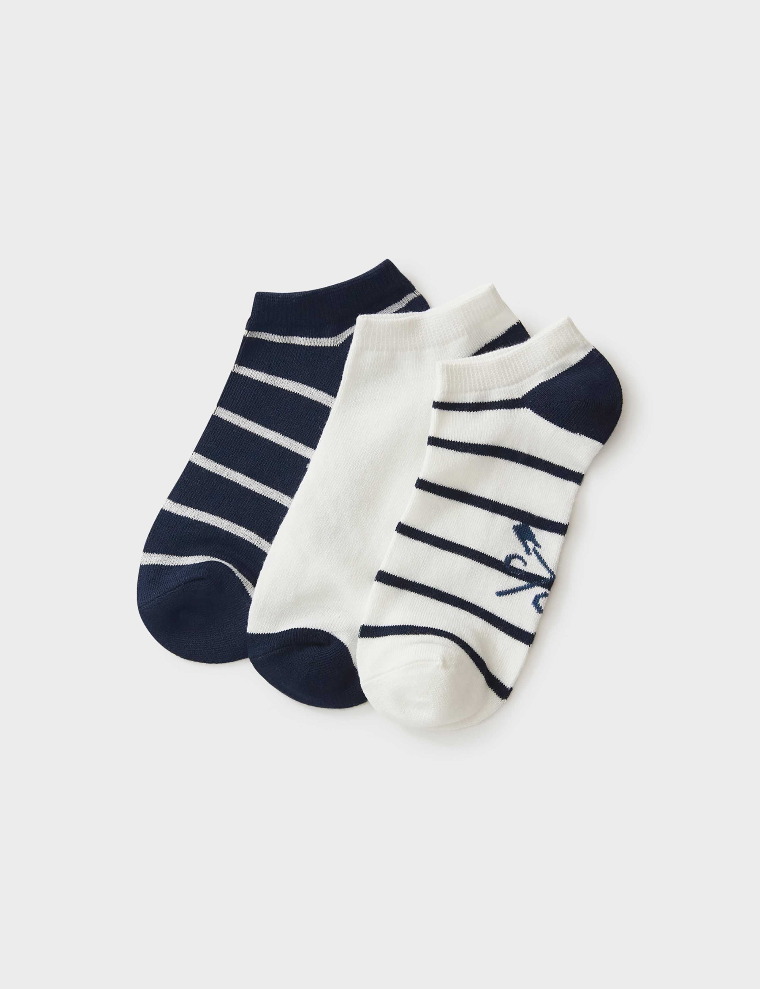 3pk Striped Trainer Socks 1 of 2