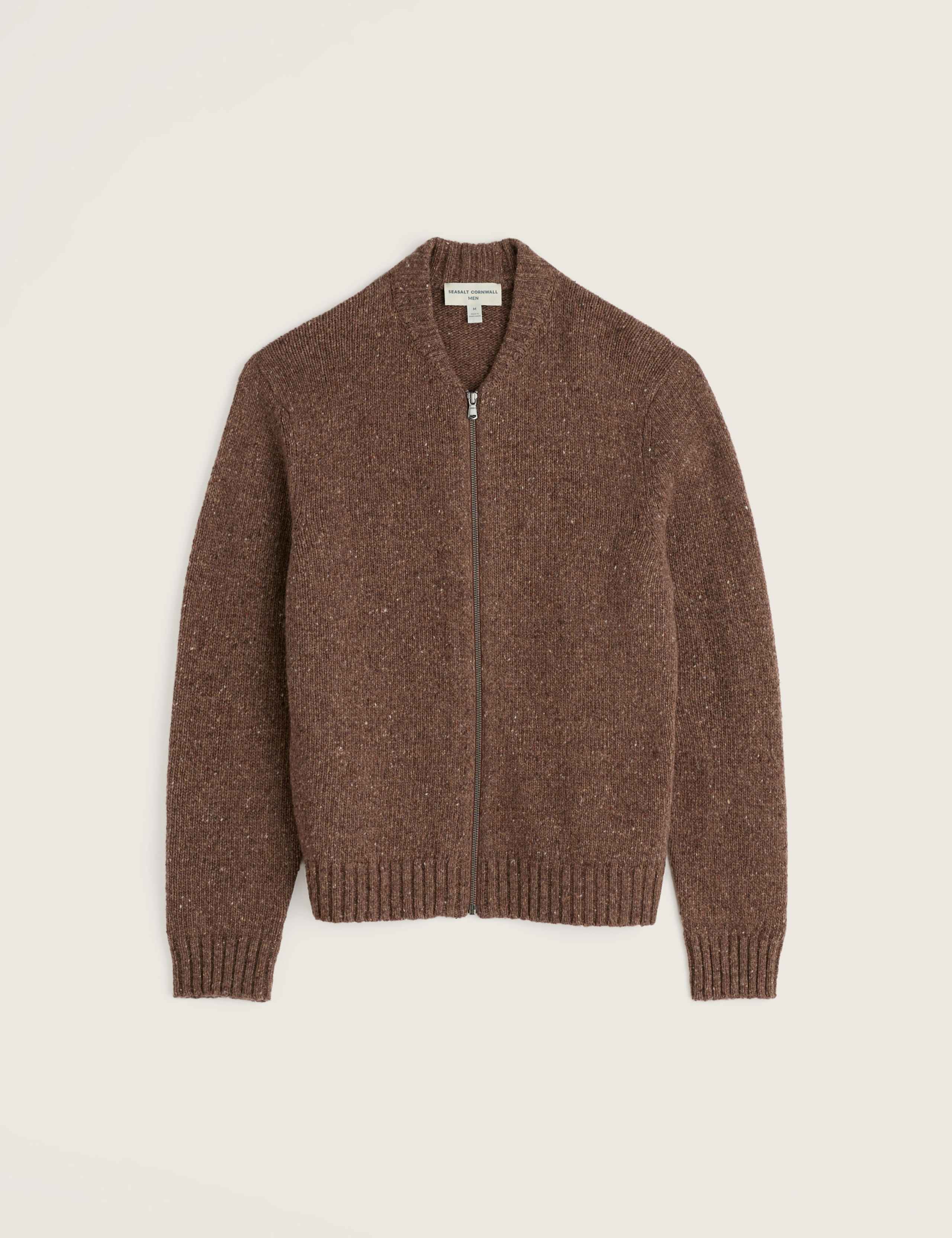 Merino Wool Rich Shawl Neck Zip Up Cardigan 2 of 5