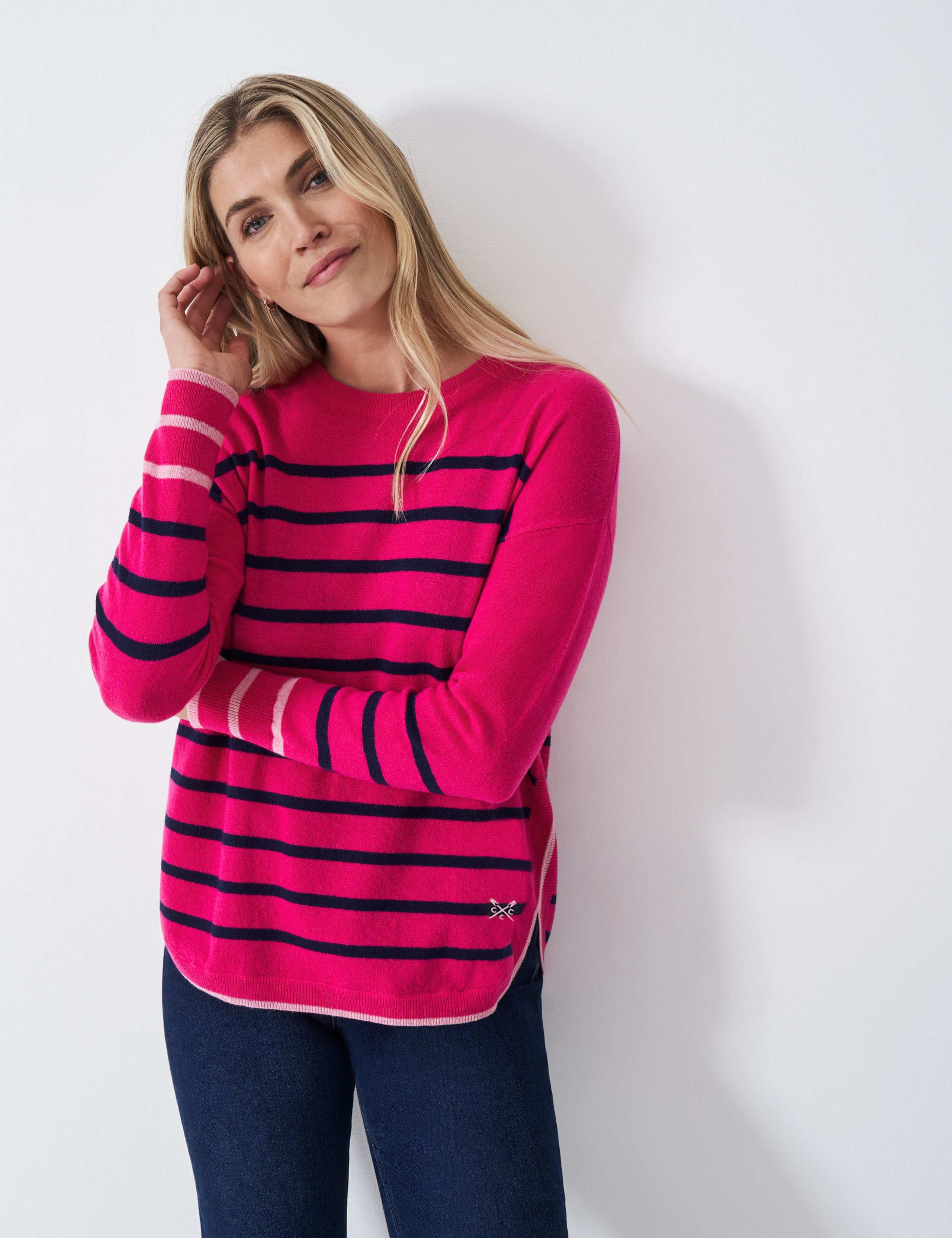 Merion Wool Rich Striped Crew Neck Jumper 3 of 5