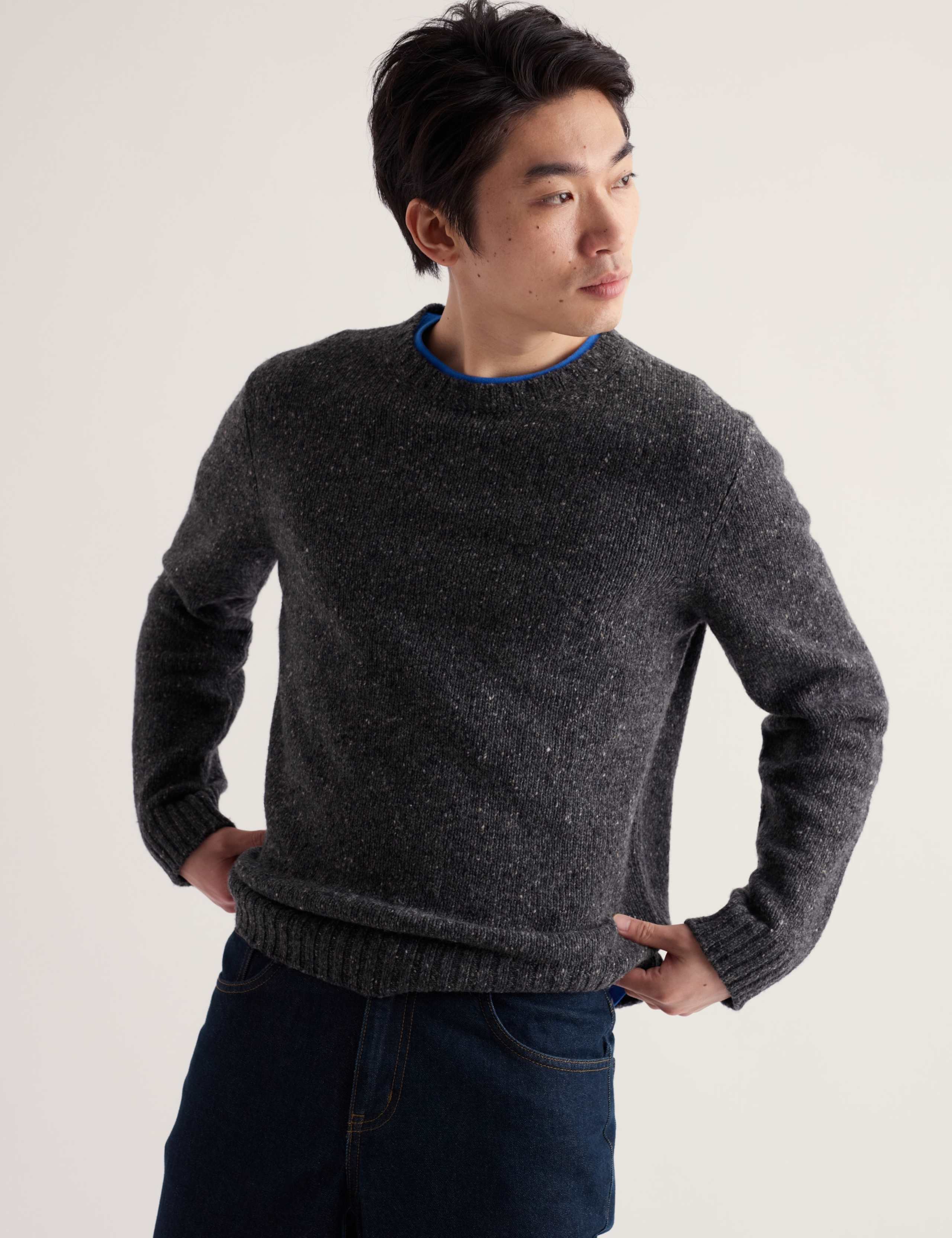 Merino Wool Rich Flecked Crew Neck Jumper 4 of 5