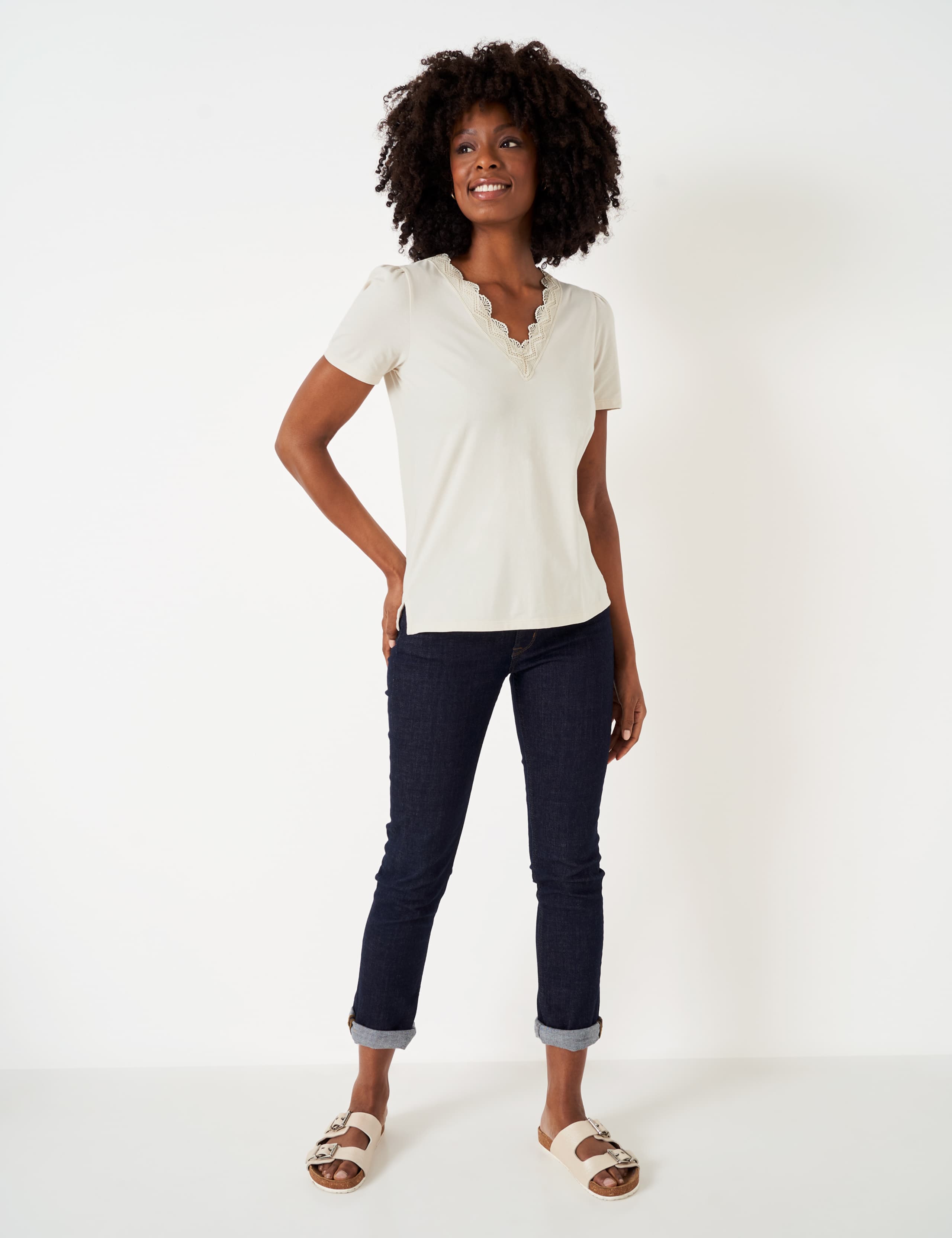 Cotton Rich Lace Insert Top 2 of 4