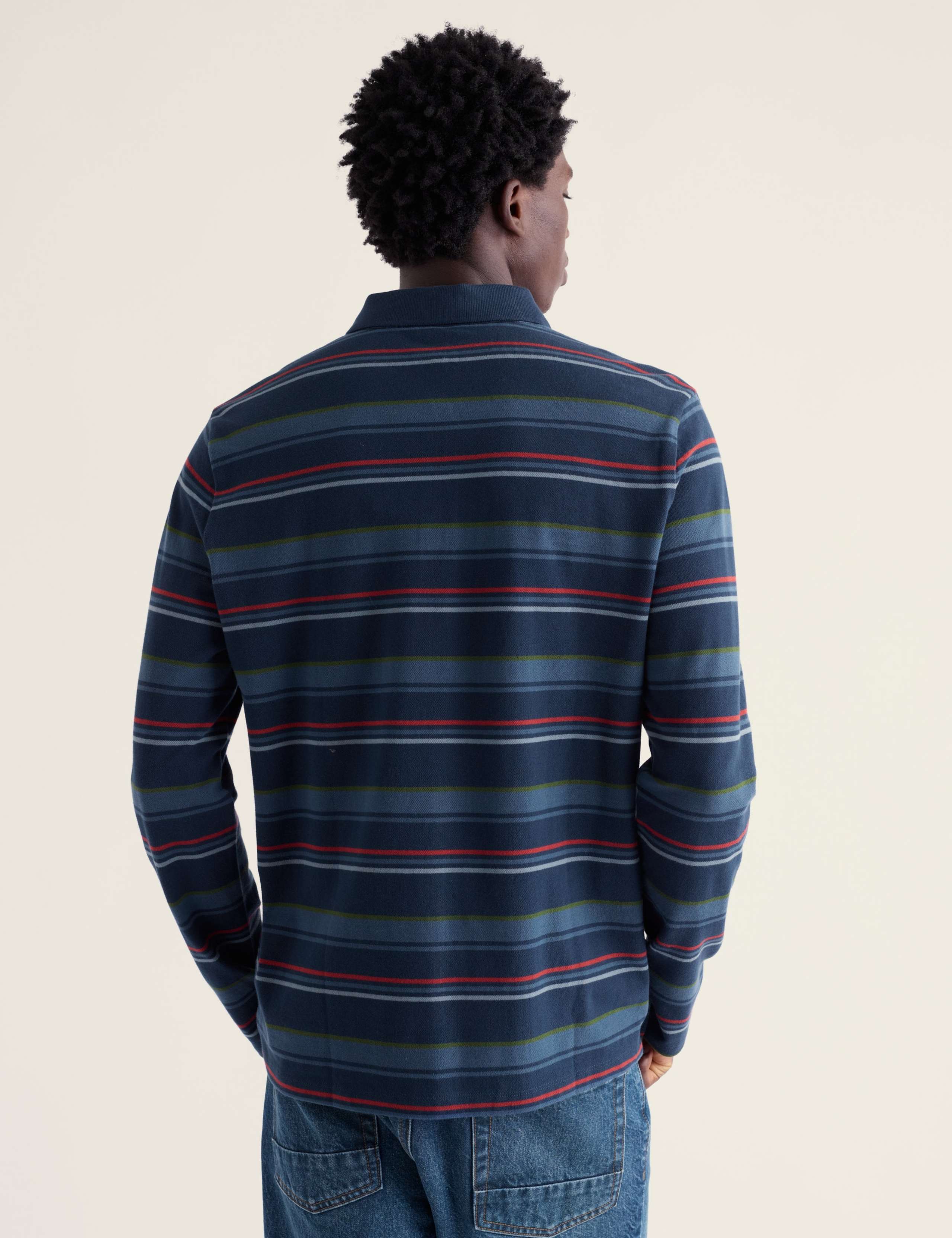Pure Cotton Striped Long Sleeve Polo Shirt 4 of 5
