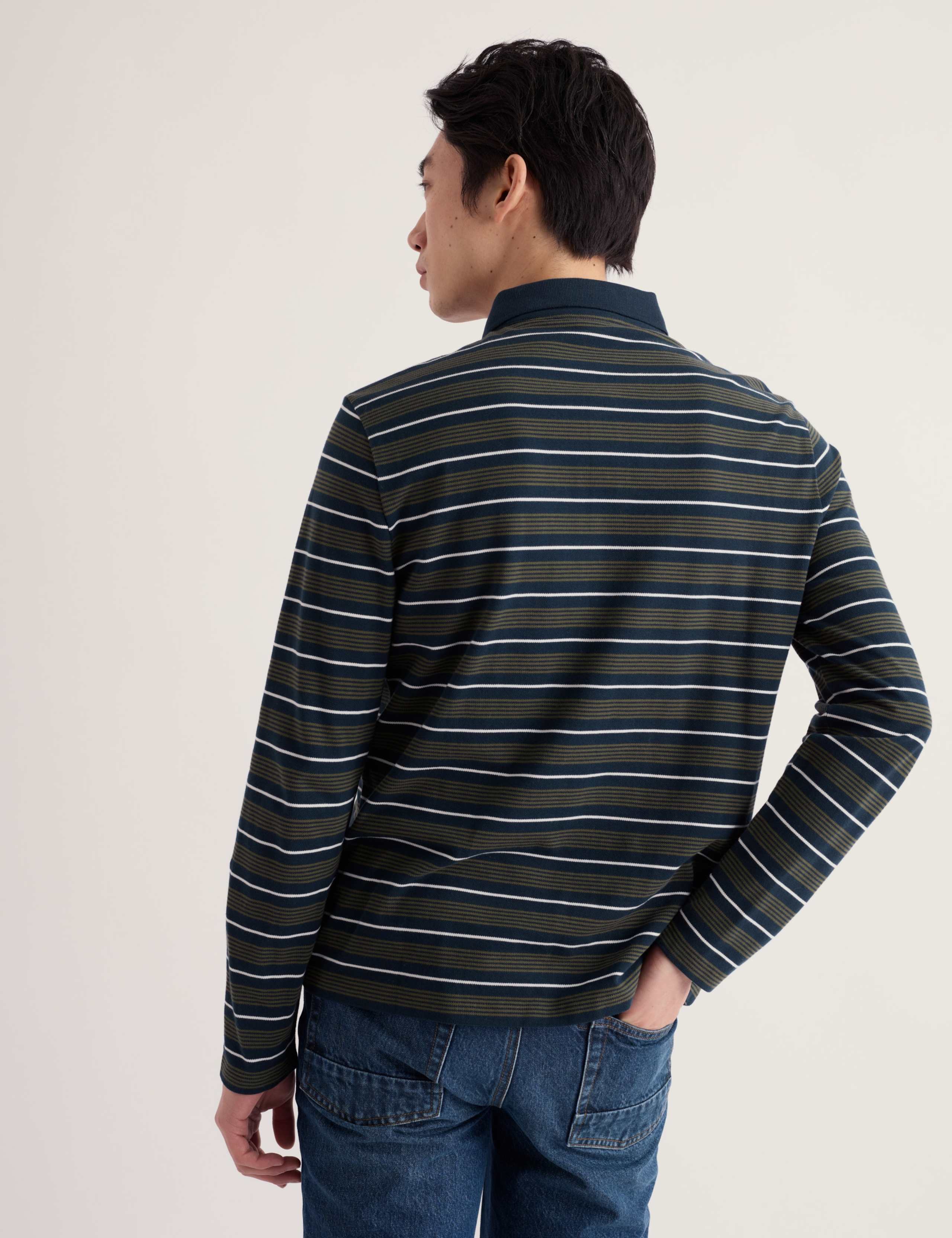 Pure Cotton Striped Long Sleeve Polo Shirt 4 of 5