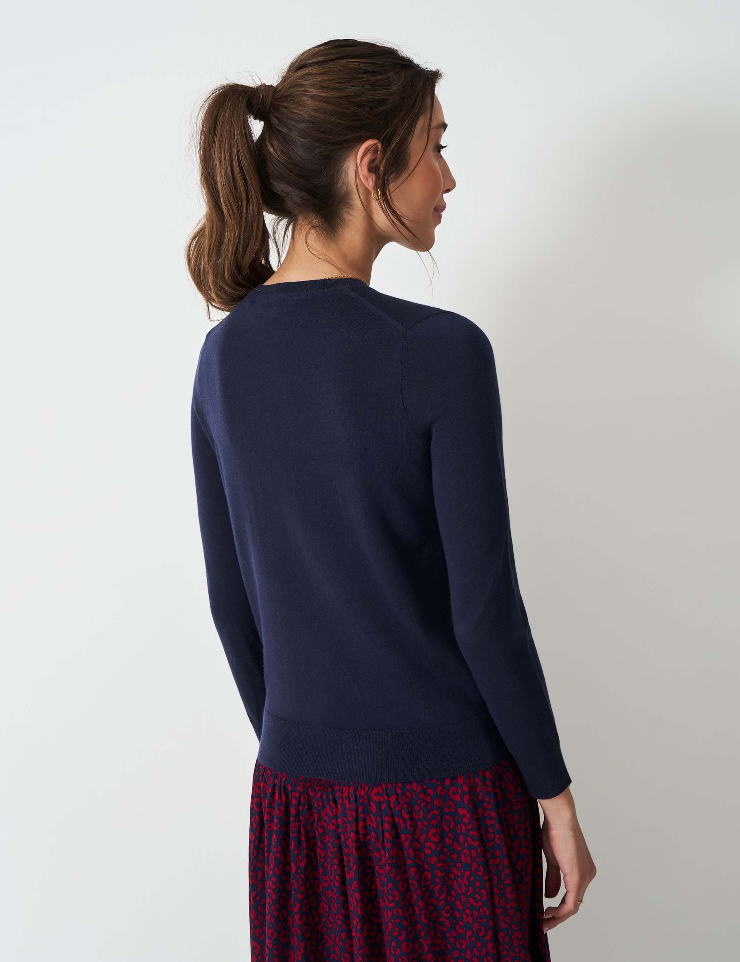Pure Merino Wool Crew Neck Cardigan 3 of 5
