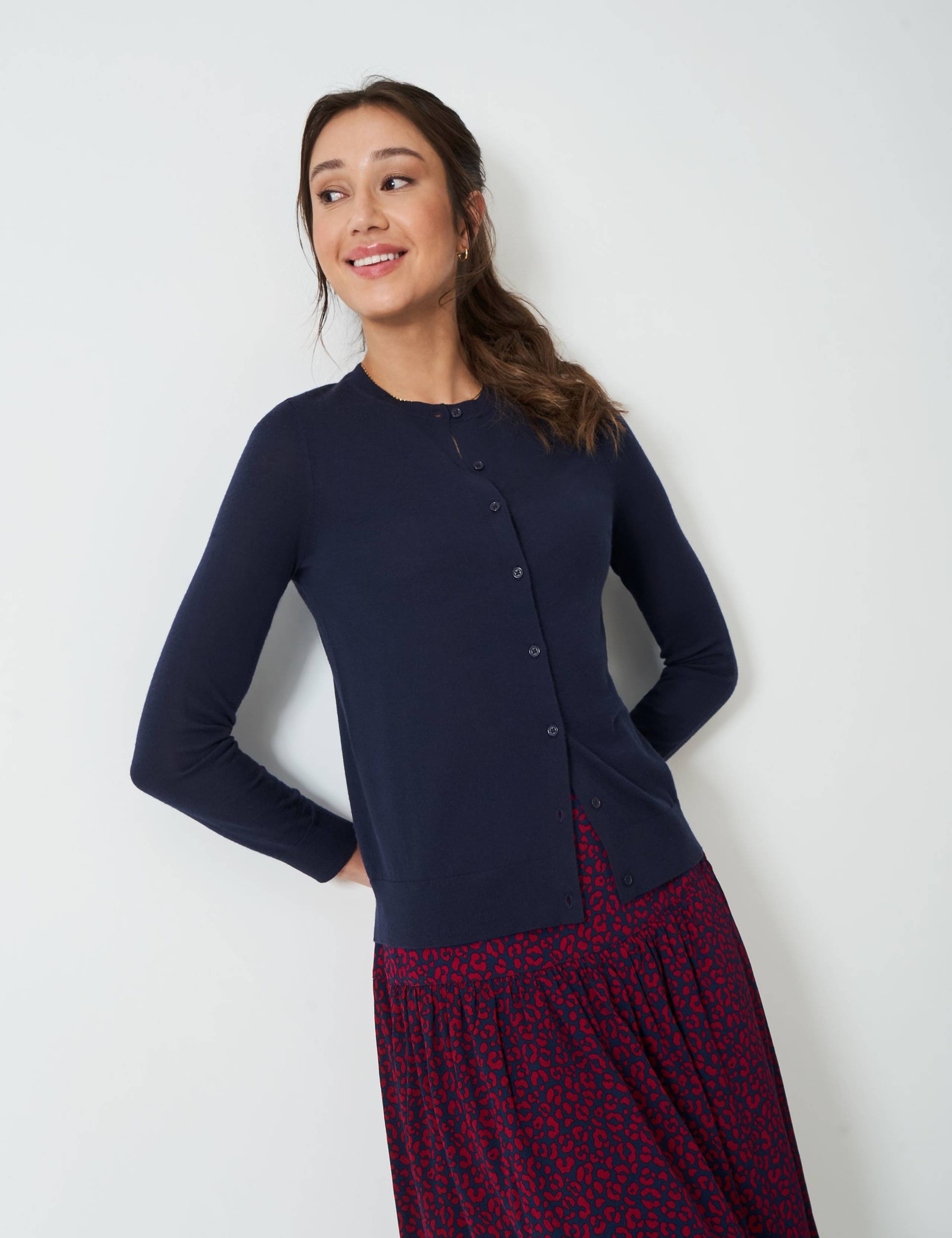 Pure Merino Wool Crew Neck Cardigan 5 of 5