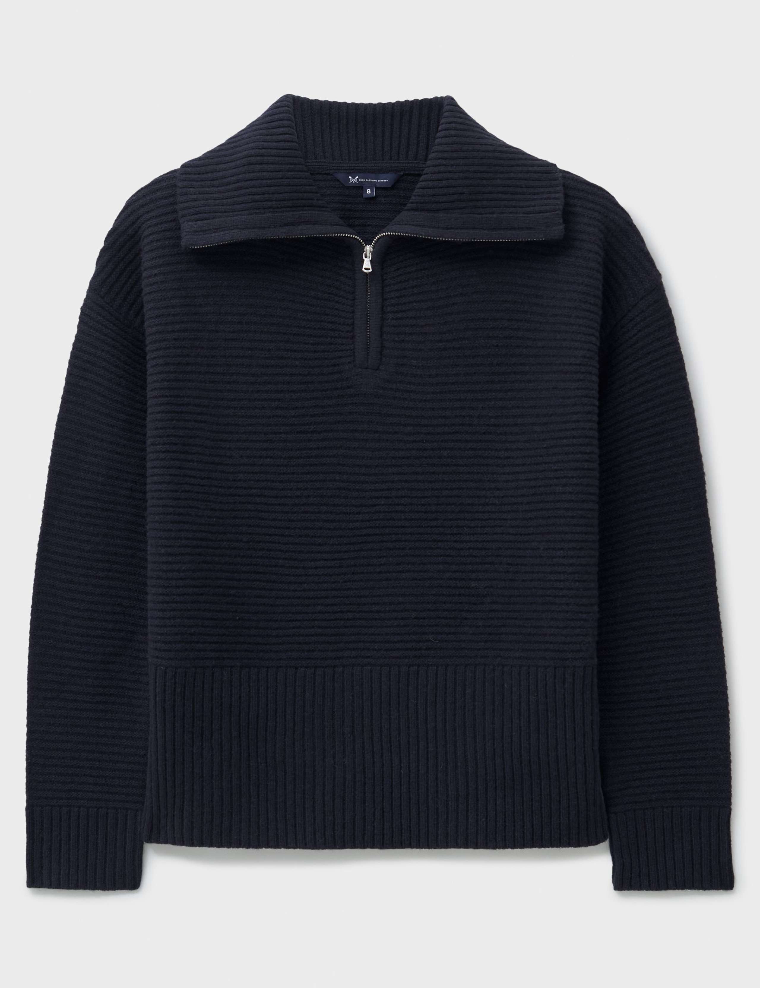 Merino Wool Rich Textured Zip Collar Jumper 2 of 5