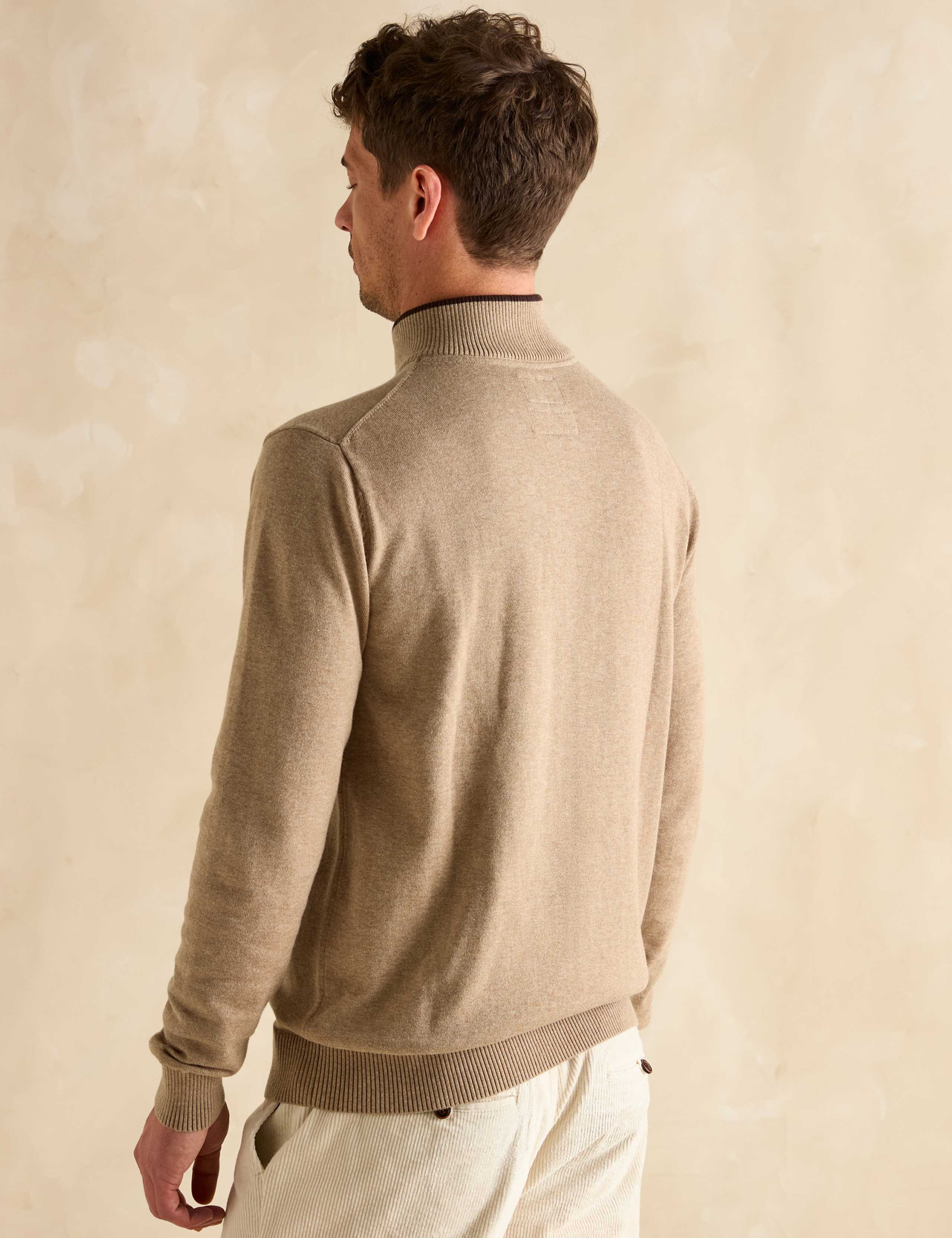 Pure Cotton Funnel Neck Half Zip Jumper 5 of 7
