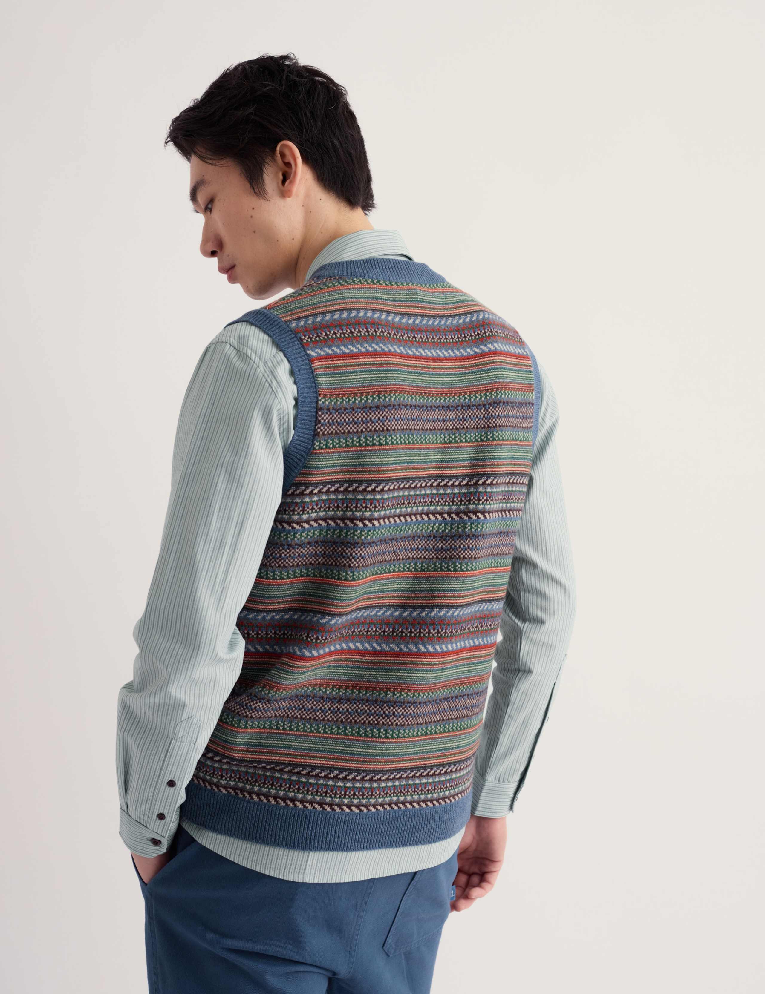 Lambswool Rich Fair Isle V-Neck Knitted Vest 3 of 5