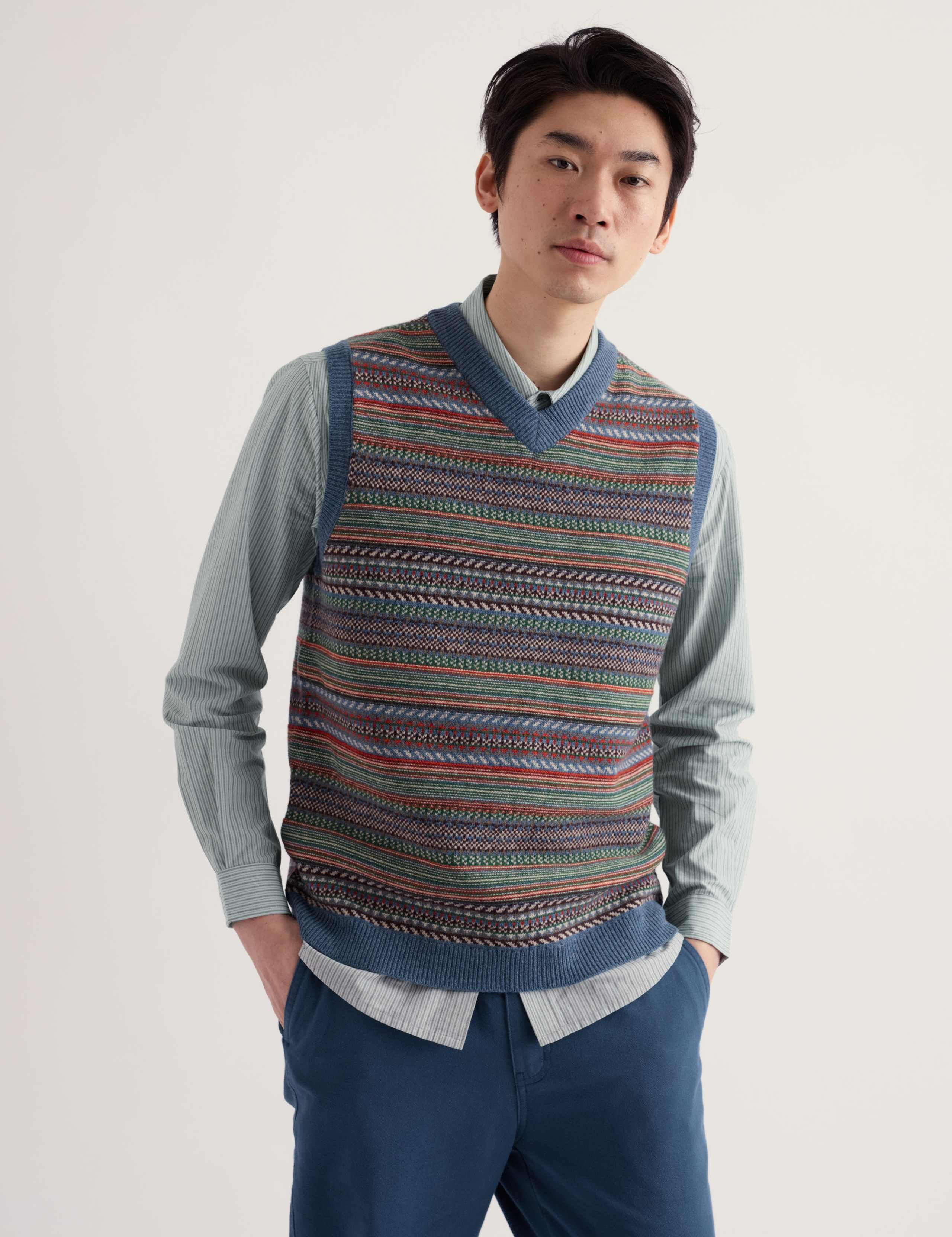 Lambswool Rich Fair Isle V-Neck Knitted Vest 5 of 5
