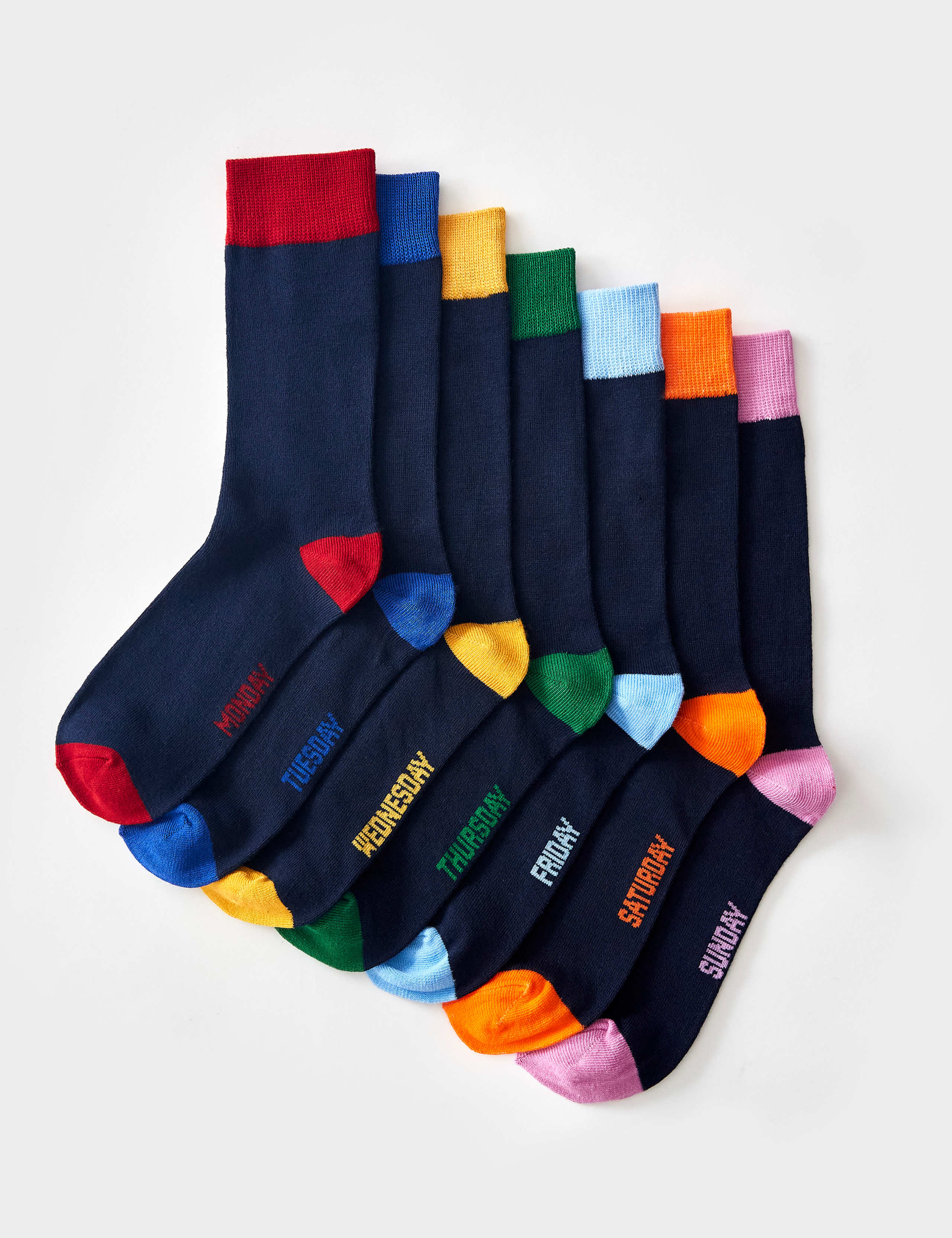 7 Pack Embroidered Socks 1 of 2