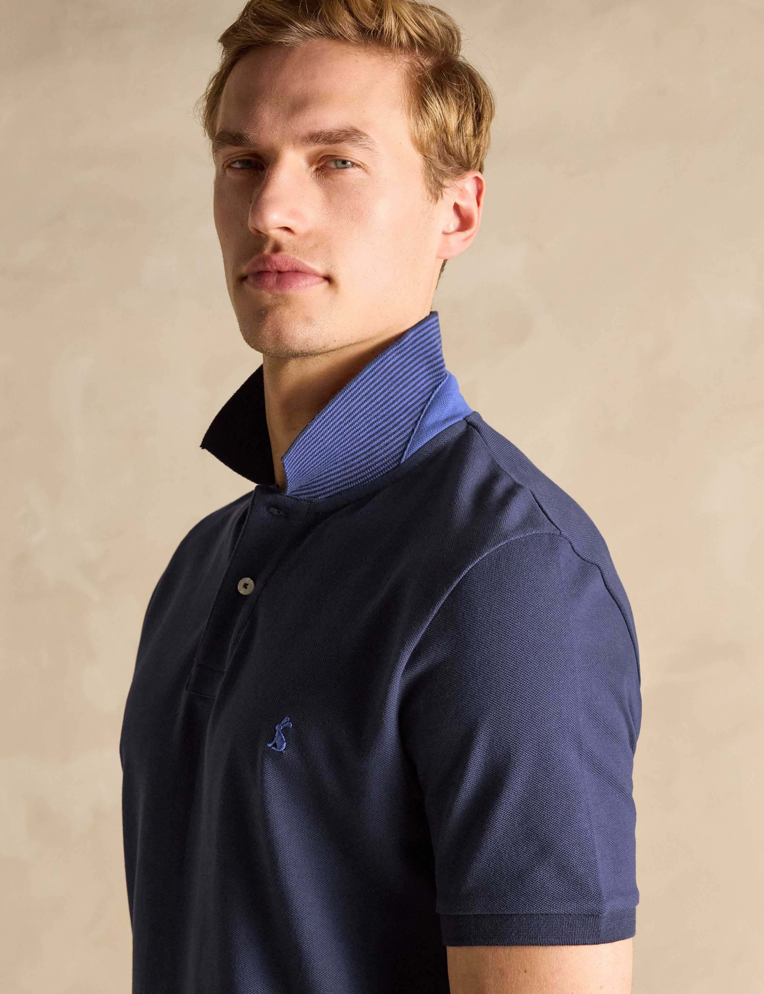 Pure Cotton Piqué Tipped Collar Polo Shirt 6 of 7